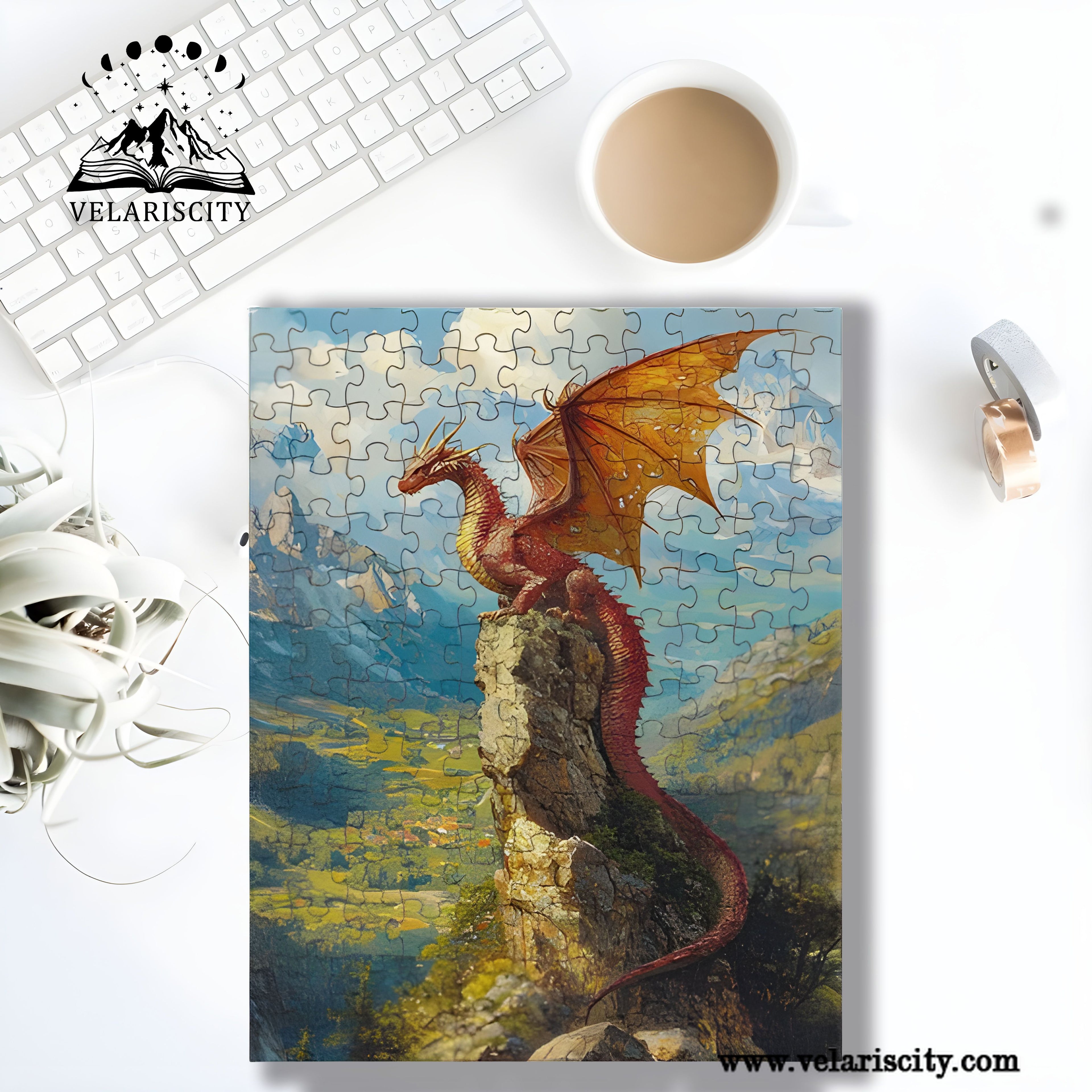 Fourth Wing Puzzle Andarna Dragon, Fantasy Wooden Jigsaw Puzzle Bookish Gift for Fans of Rebecca Yarros PVLR16