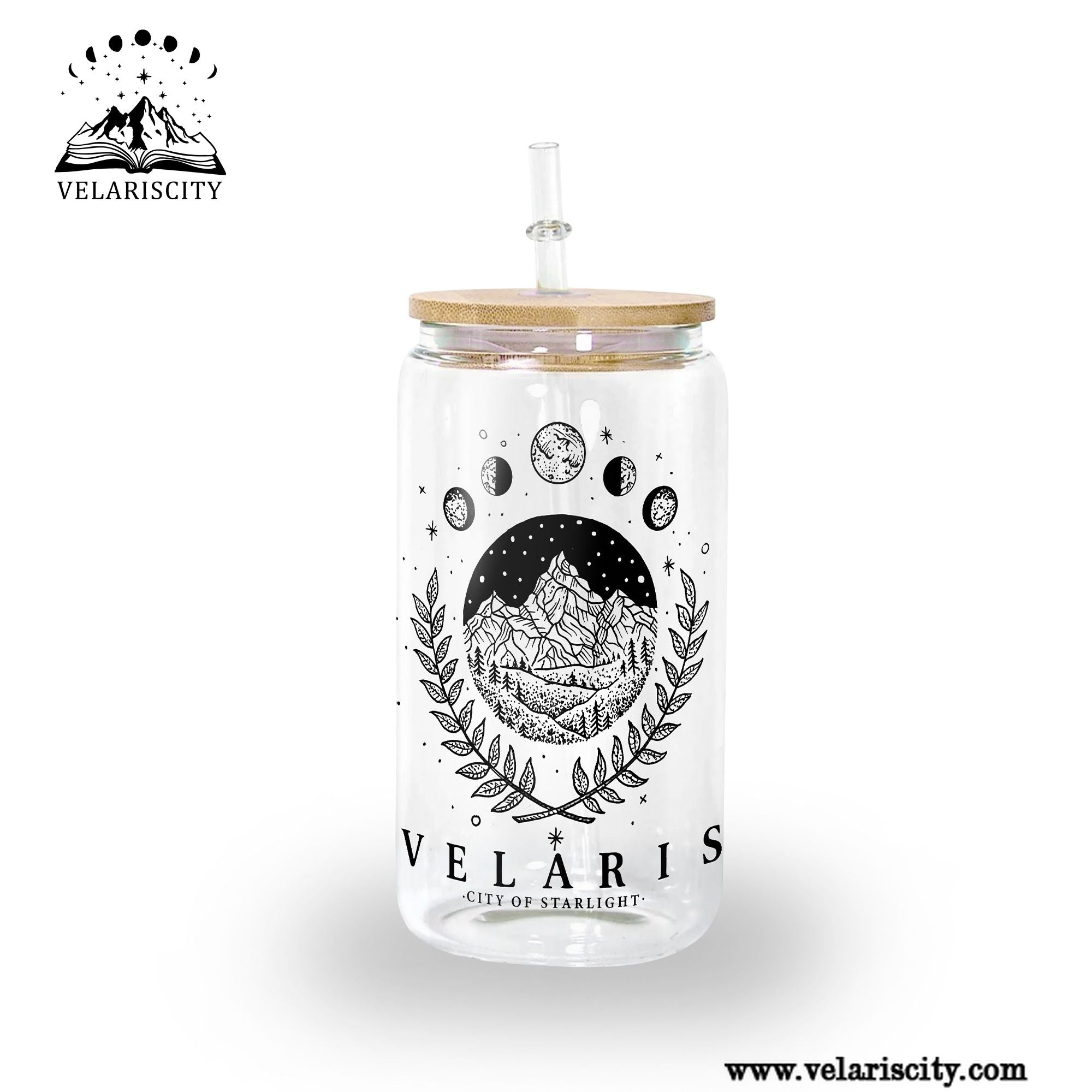 Velaris City of Starlight Glass Can Cup with Straw, ACOTAR A Court of Thorns and Roses Tumbler, Bookish Fantasy Gift GLVLR51