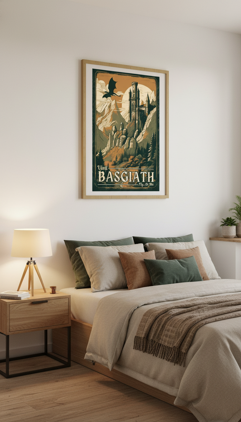 Basgiath War College Travel Poster, Fourth Wing Art Print, Rebecca Yarros Bookish Wall Art, Romantasy Reader Gift VLRP80