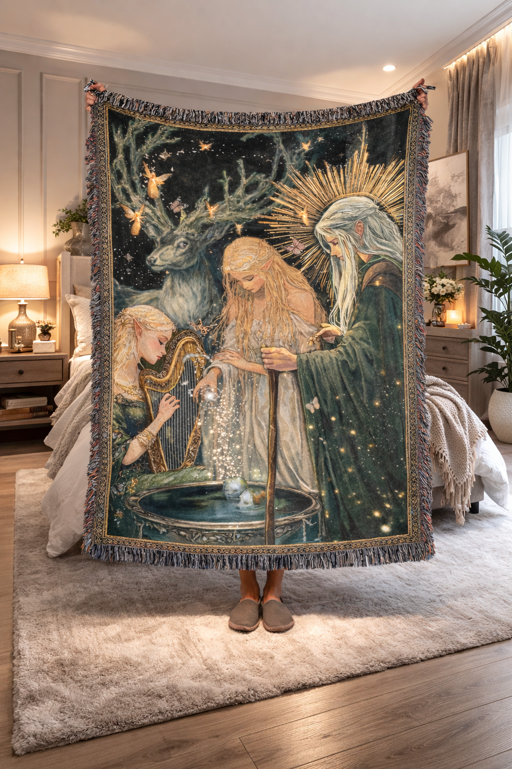 Throne of Glass Inspired Woven Blanket, Enchanted Fae Kingdom Throw, Celestial Bookish Home Decor, Gift for Fantasy Readers BKVLR10