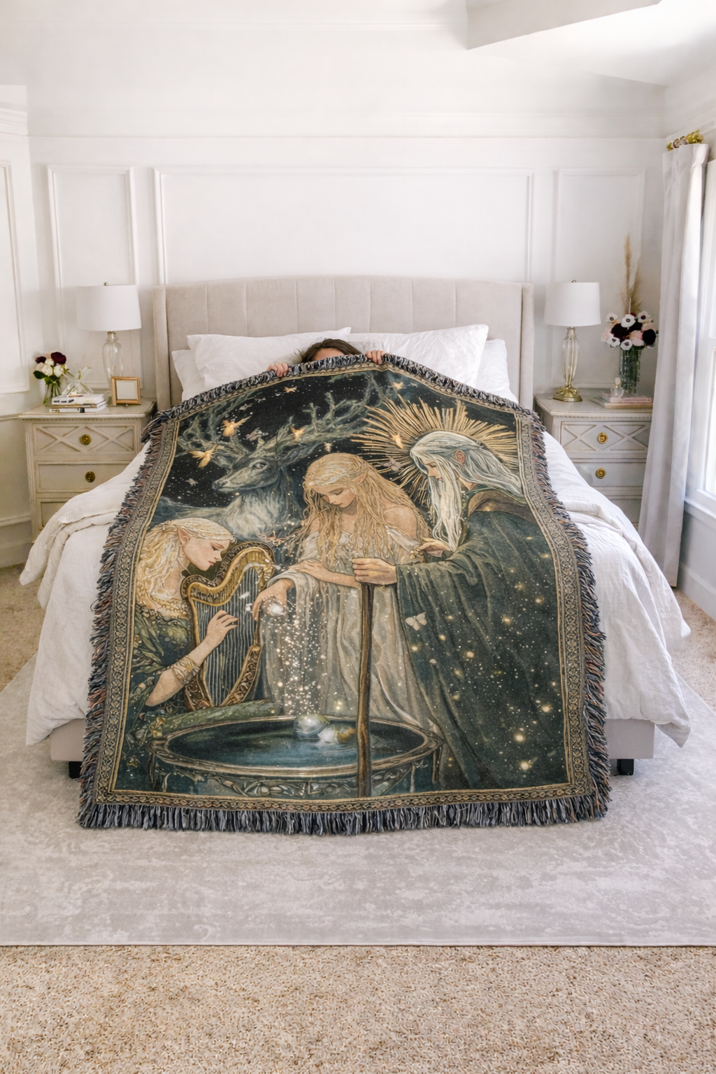 Throne of Glass Inspired Woven Blanket, Enchanted Fae Kingdom Throw, Celestial Bookish Home Decor, Gift for Fantasy Readers BKVLR10