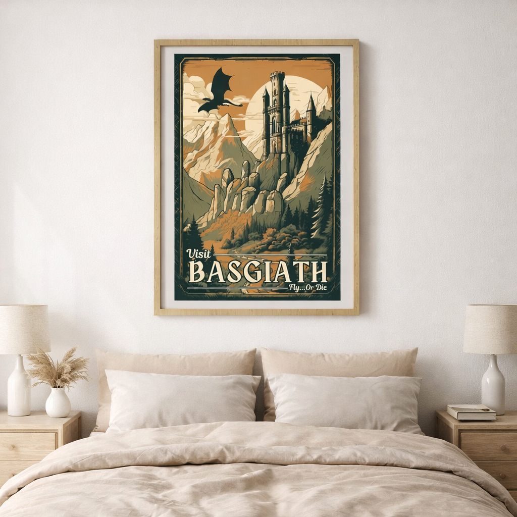 Basgiath War College Travel Poster, Fourth Wing Art Print, Rebecca Yarros Bookish Wall Art, Romantasy Reader Gift VLRP80