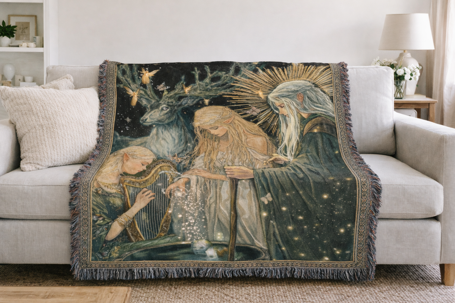 Throne of Glass Inspired Woven Blanket, Enchanted Fae Kingdom Throw, Celestial Bookish Home Decor, Gift for Fantasy Readers BKVLR10