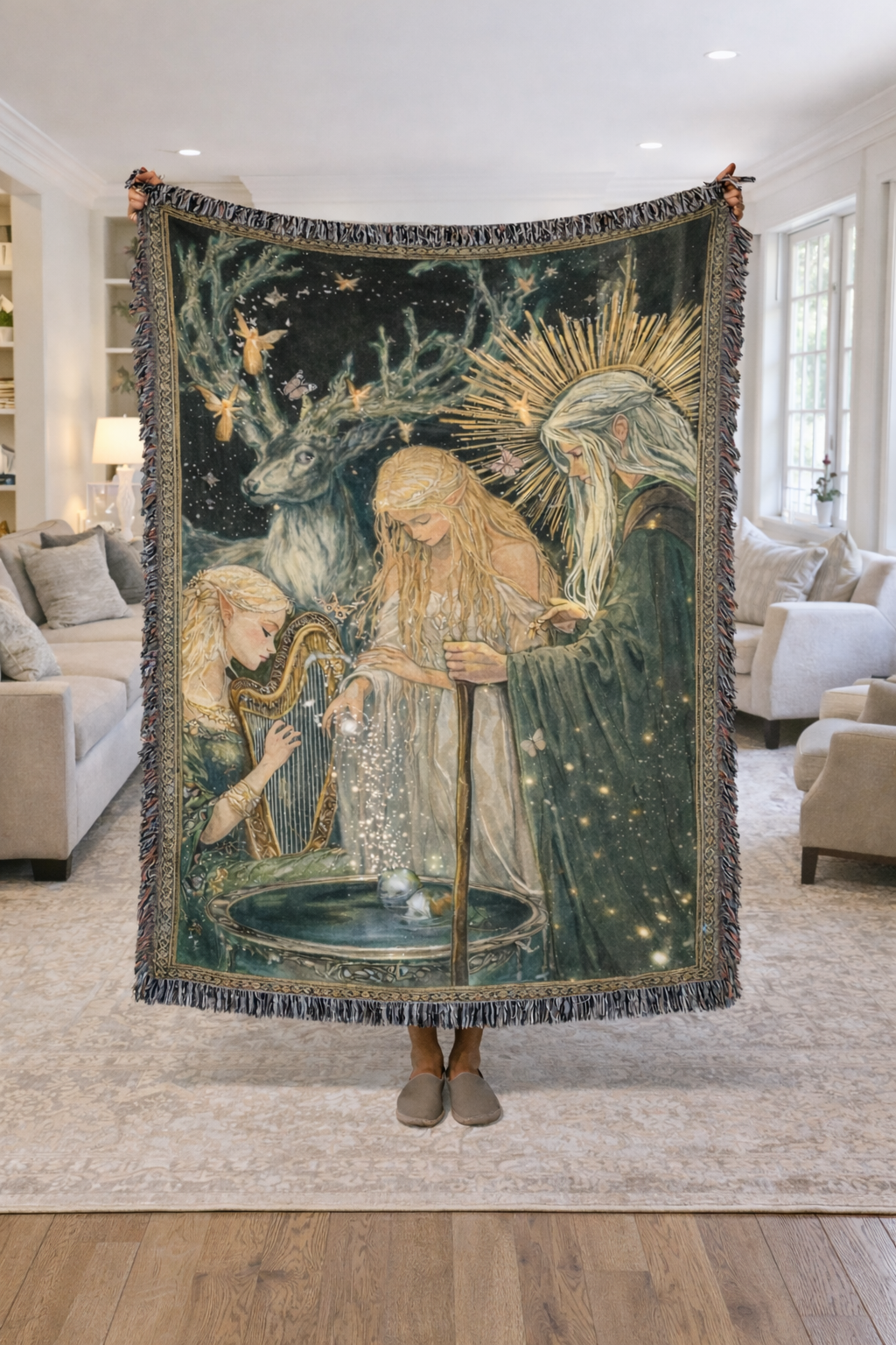 Throne of Glass Inspired Woven Blanket, Enchanted Fae Kingdom Throw, Celestial Bookish Home Decor, Gift for Fantasy Readers BKVLR10