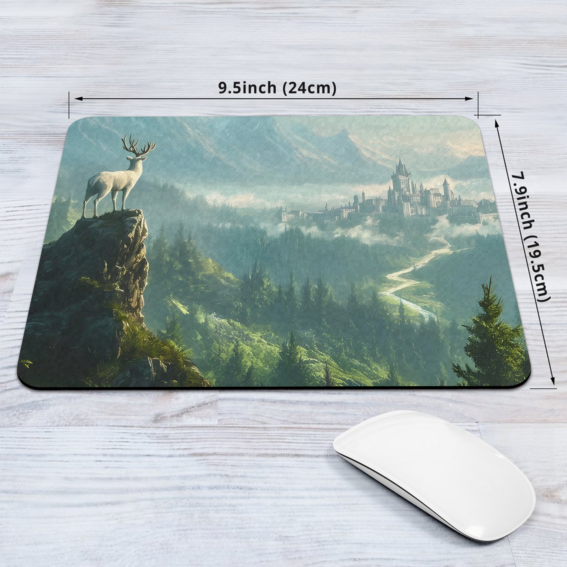 Throne of Glass Terrasen Desk Mat, White Stag Fantasy Landscape Desk Pad, Sarah J. Maas Bookish Mouse Pad DMVLR16