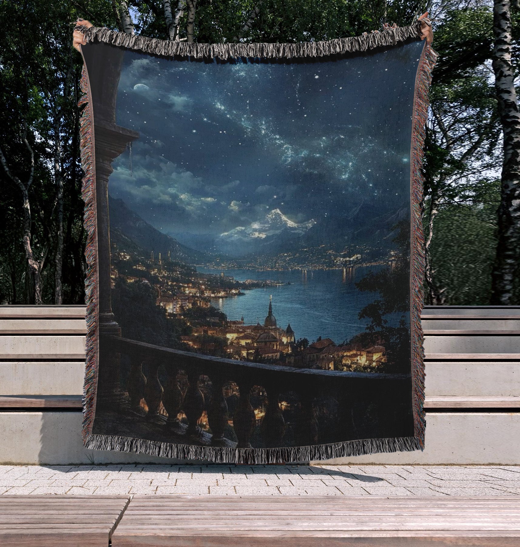 Velaris City of Starlight Woven Blanket, Fantasy Mountain and Stars Throw, To the Stars Quote Design, Cozy ACOTAR Home Decor BKVLR15
