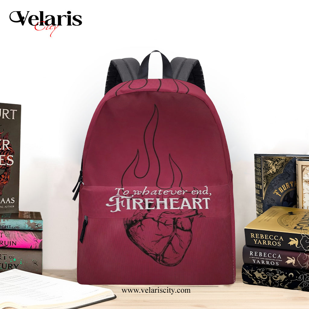 Fireheart Backpack, To Whatever End Quote, Throne of Glass Inspired Book Bag, Sarah J Maas Gift BPVLR17