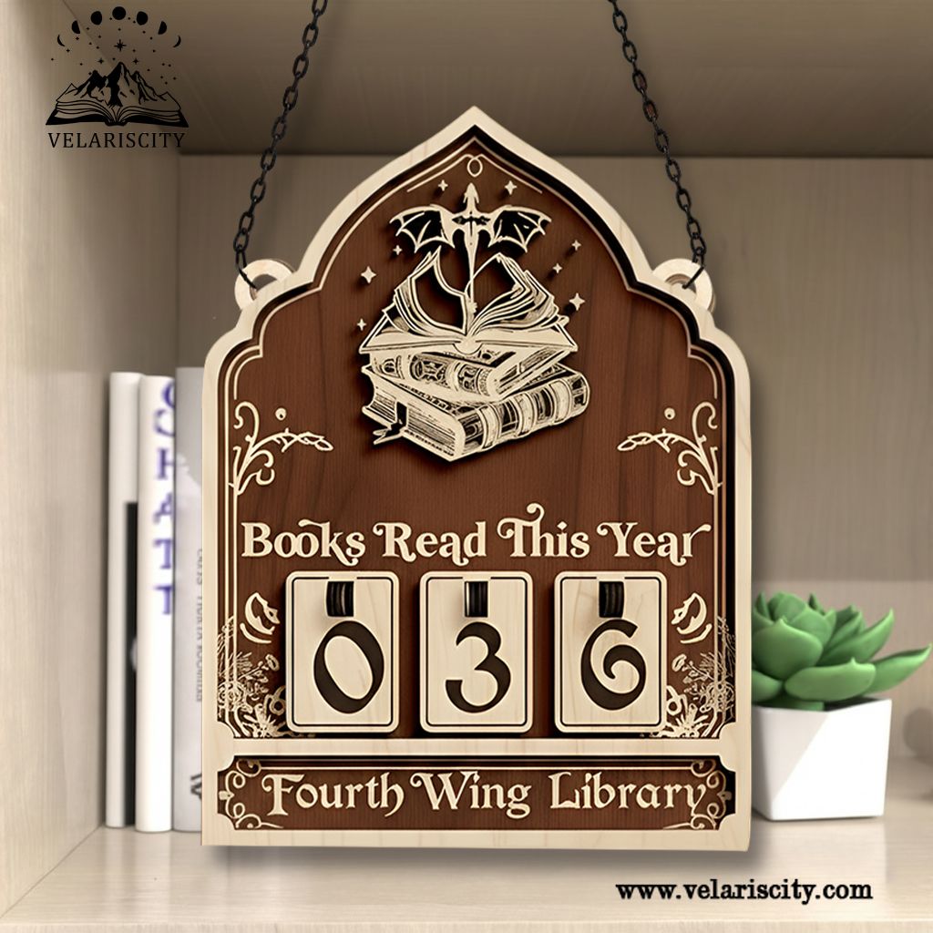Personalized Book Tracker Sign, Fourth Wing Book Tracker, Dragon Bookish Decor, Fantasy Reading Tracker Display, Book Lover Gift, Wooden Wall Sign BTVLR16