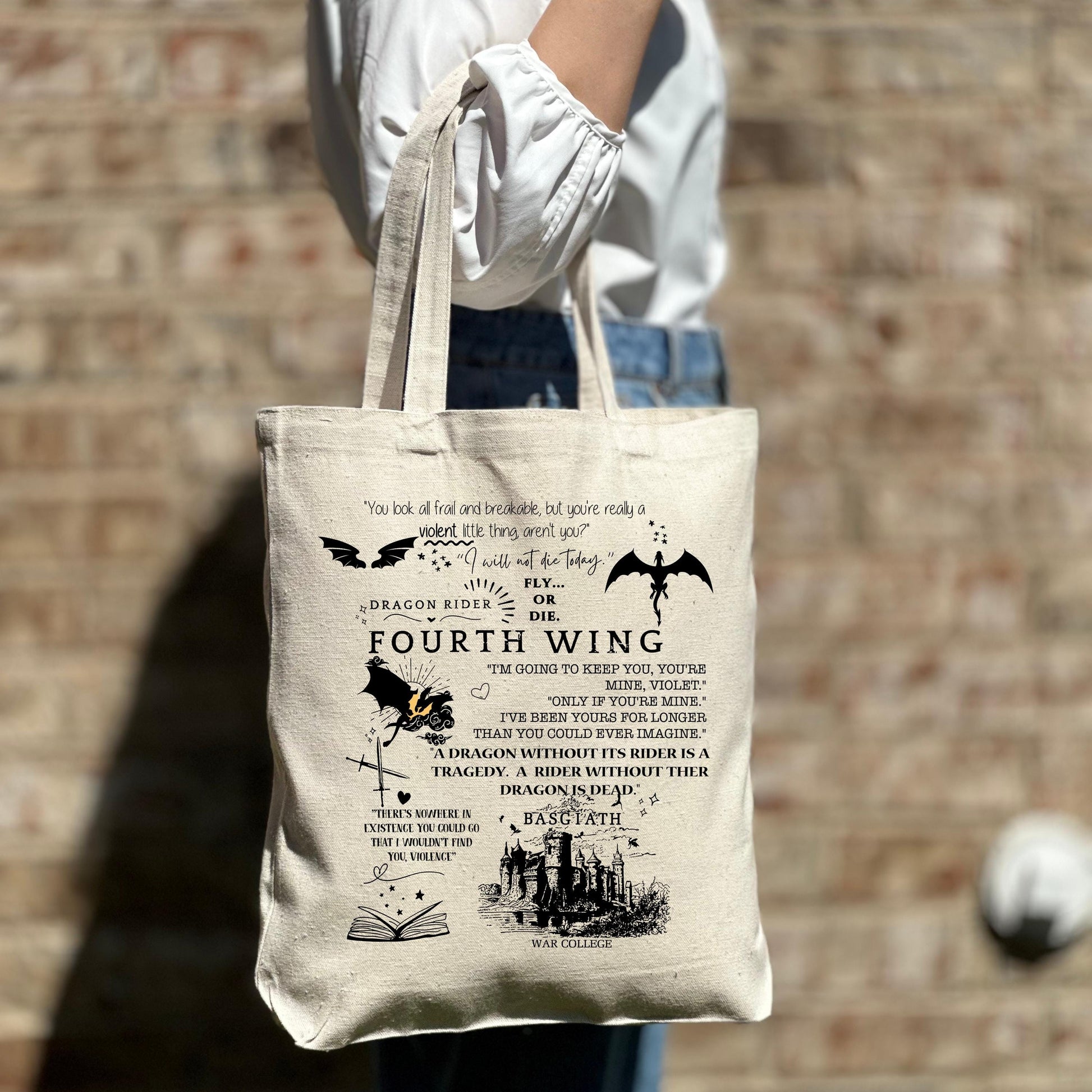 Basgiath War College Canvas Tote Bag, Fourth Wing Bag, Dragon Rider, Bookish Tote Bag, Riders Quadrant, Fantasy reader Gift Canvas Tote Bag TBVLR15