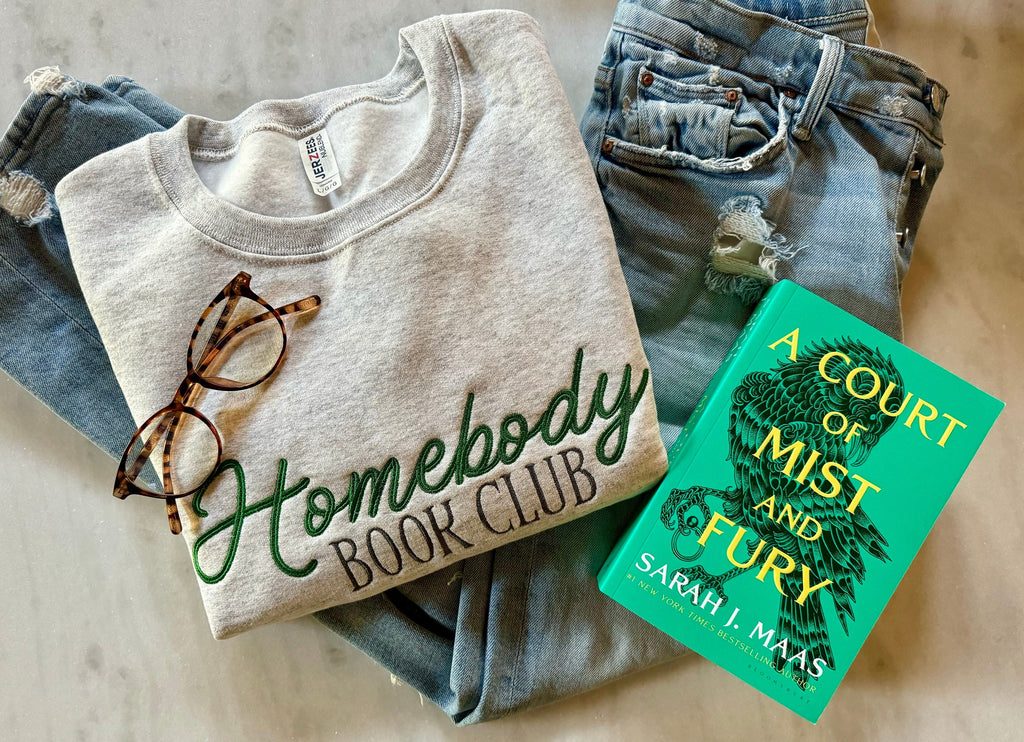Book Club Embroidered Sweatshirt, Homebody Book Lover Pullover, Cozy Reading Sweater, Bookish Gift for Readers, Library Crewneck