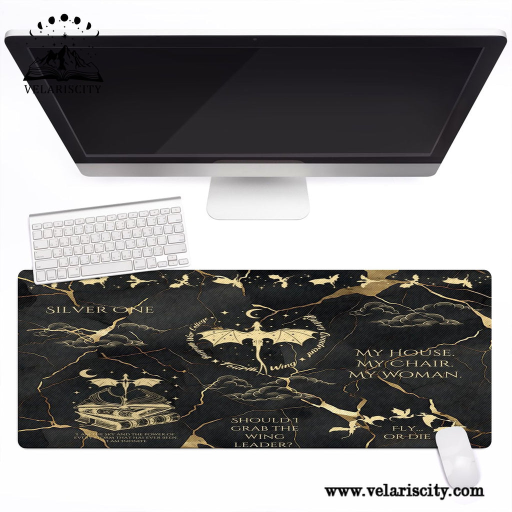 Fourth Wing Quote Desk Mat, Tairn, Xaden, Violet, Andarna Dragon Quotes, Empyrean Series Fantasy Gaming Desk Pad DMVLR05