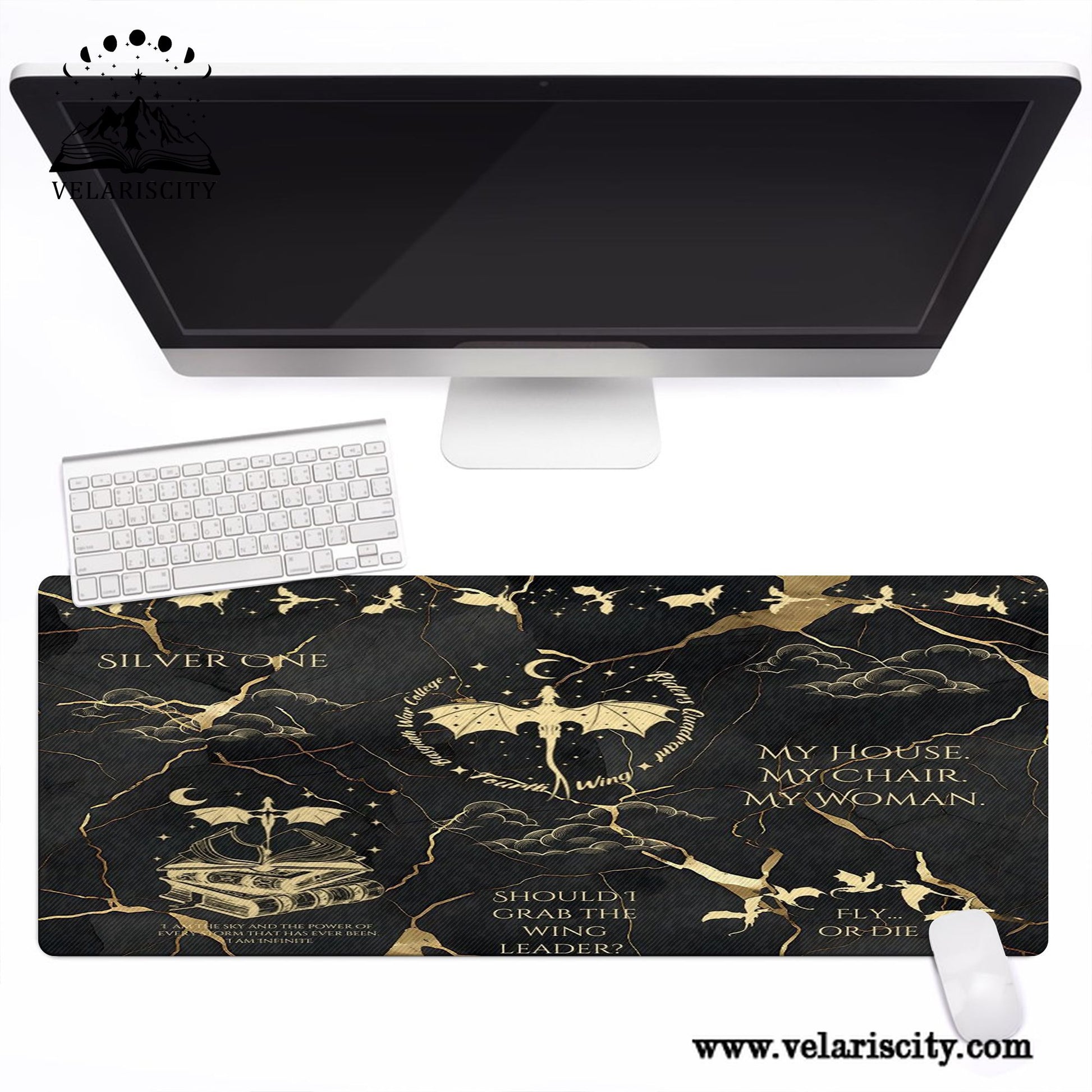 Fourth Wing Quote Desk Mat, Tairn, Xaden, Violet, Andarna Dragon Quotes, Empyrean Series Fantasy Gaming Desk Pad DMVLR05