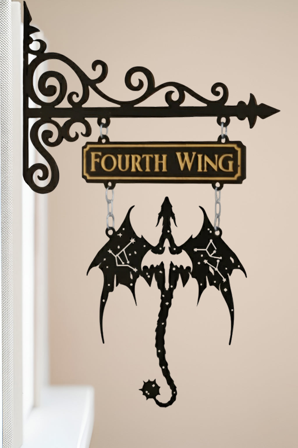 Fourth Wing Book Tavern Sign, Constellation Dragon Wooden Book Tracker, Fantasy Wall Decor, Basgiath Gift for Book Lovers BSVLR37
