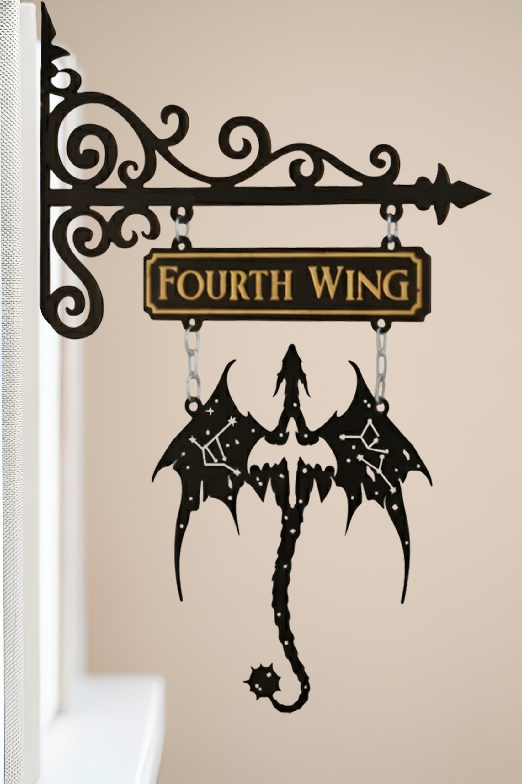 Fourth Wing Book Tavern Sign, Constellation Dragon Wooden Book Tracker, Fantasy Wall Decor, Basgiath Gift for Book Lovers BSVLR37
