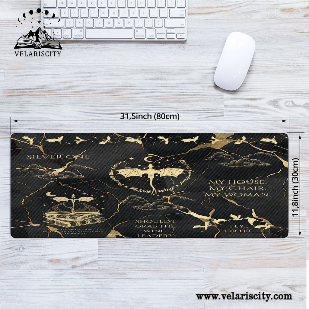 Fourth Wing Quote Desk Mat, Tairn, Xaden, Violet, Andarna Dragon Quotes, Empyrean Series Fantasy Gaming Desk Pad DMVLR05