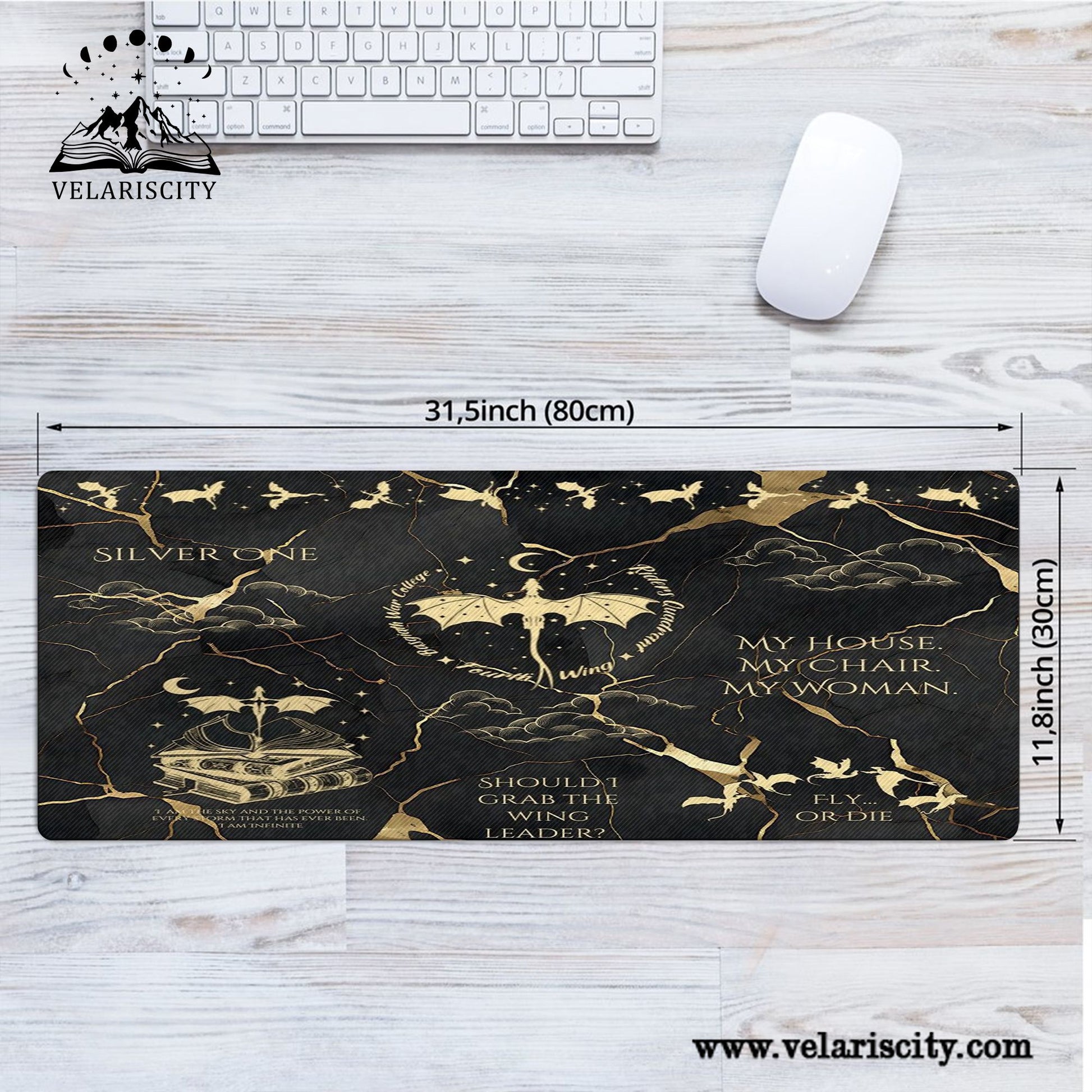 Fourth Wing Quote Desk Mat, Tairn, Xaden, Violet, Andarna Dragon Quotes, Empyrean Series Fantasy Gaming Desk Pad DMVLR05