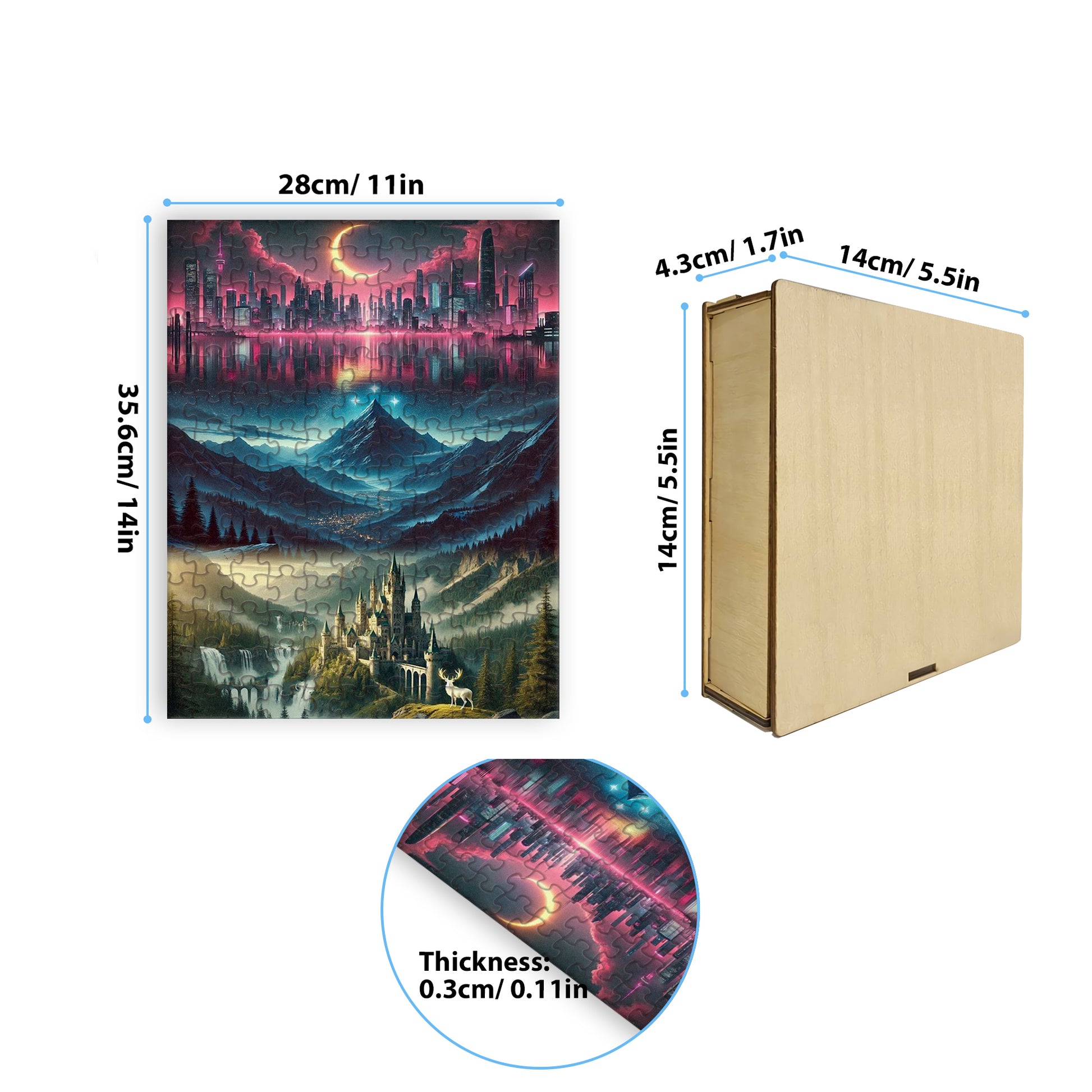 Fantasy Puzzle Sarah J Maas Worlds, Lunathion, Velaris & Terrasen, Wooden Jigsaw Bookish Gift PVLR17