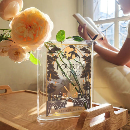 Fourth Wing Book Vase, Fantasy Book Shaped Vase, Rebecca Yarros Decor, Dragon Rider Vase, Acrylic Flower Vase, Romantasy Shelf Decor VLRBV16