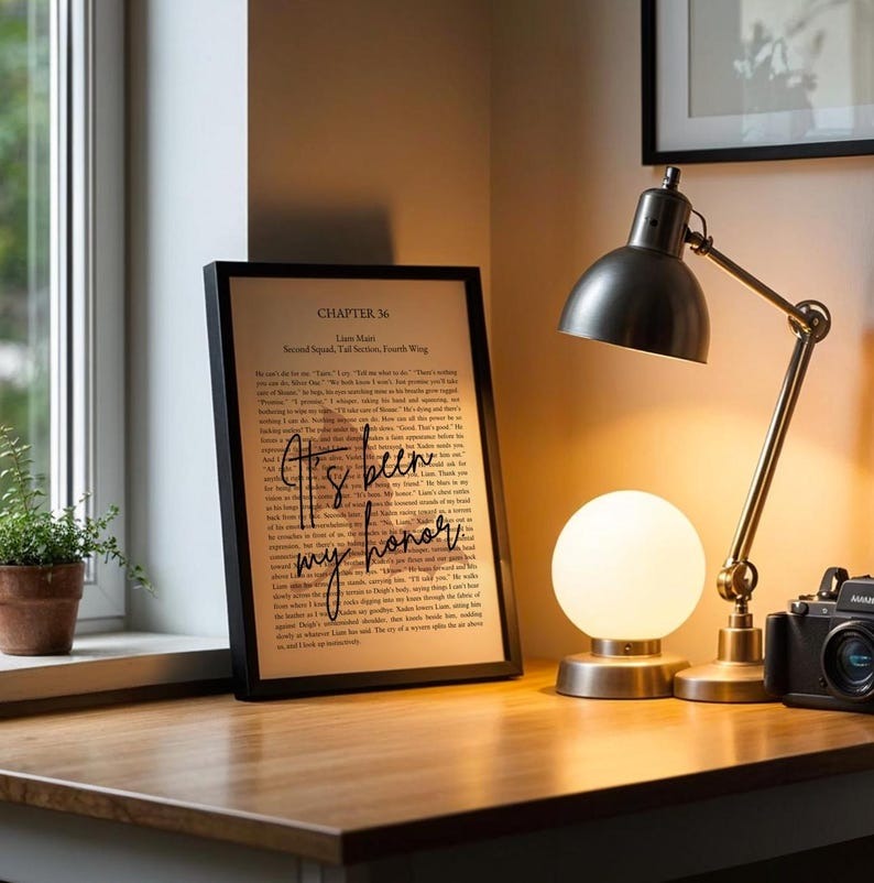 Fourth Wing Poster Quote - It Was My Honor, Wall Art, Violet Sorrengail, Liam's Last Words, Fourth Wing Print, Rebecca Yarros, Print Art VLRP17