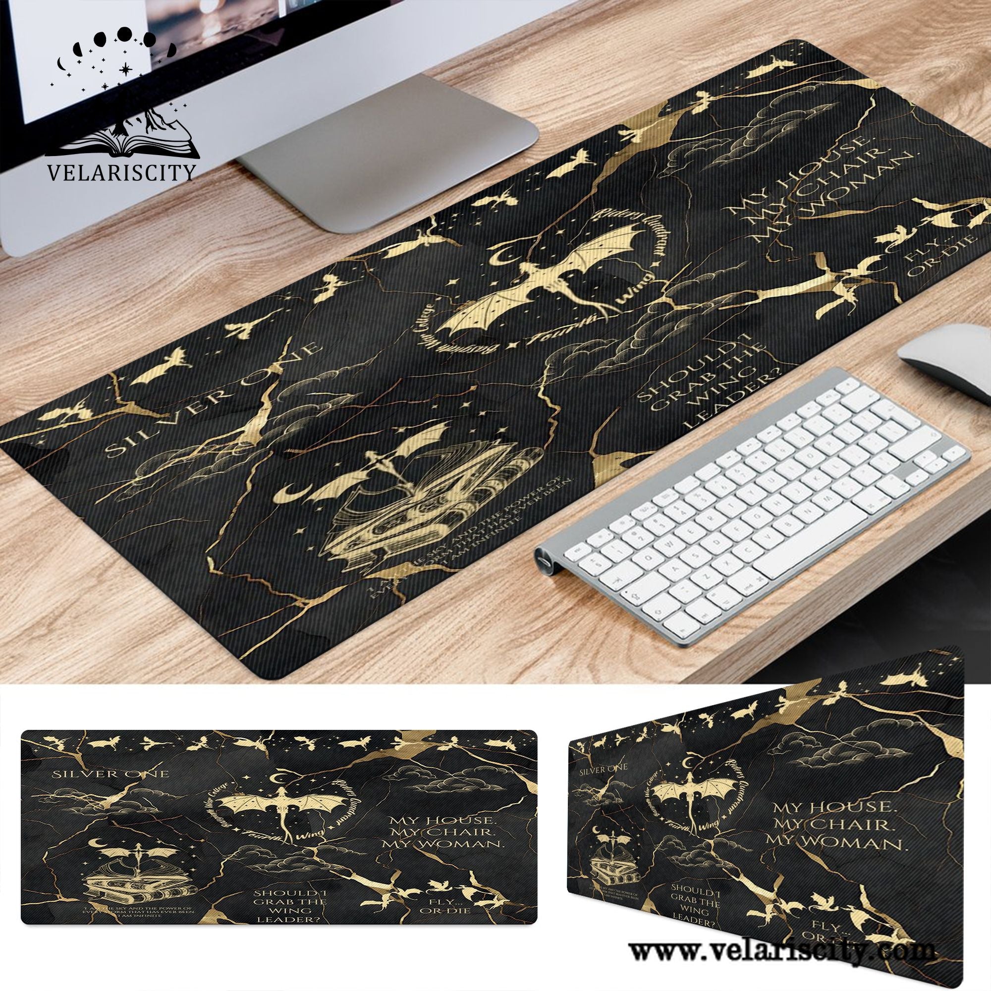 Fourth Wing Quote Desk Mat, Tairn, Xaden, Violet, Andarna Dragon Quotes, Empyrean Series Fantasy Gaming Desk Pad DMVLR05