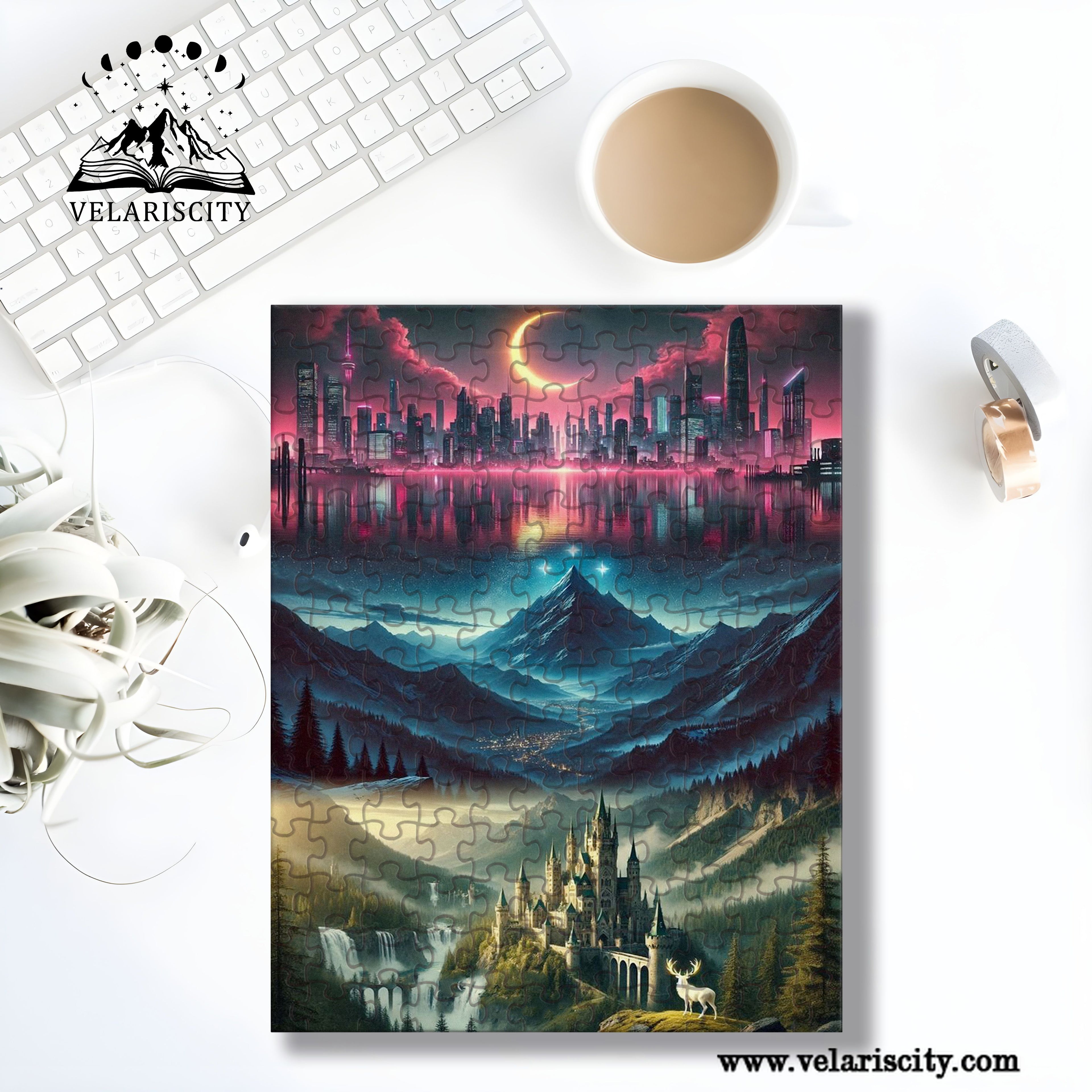 Fantasy Puzzle Sarah J Maas Worlds, Lunathion, Velaris & Terrasen, Wooden Jigsaw Bookish Gift PVLR17