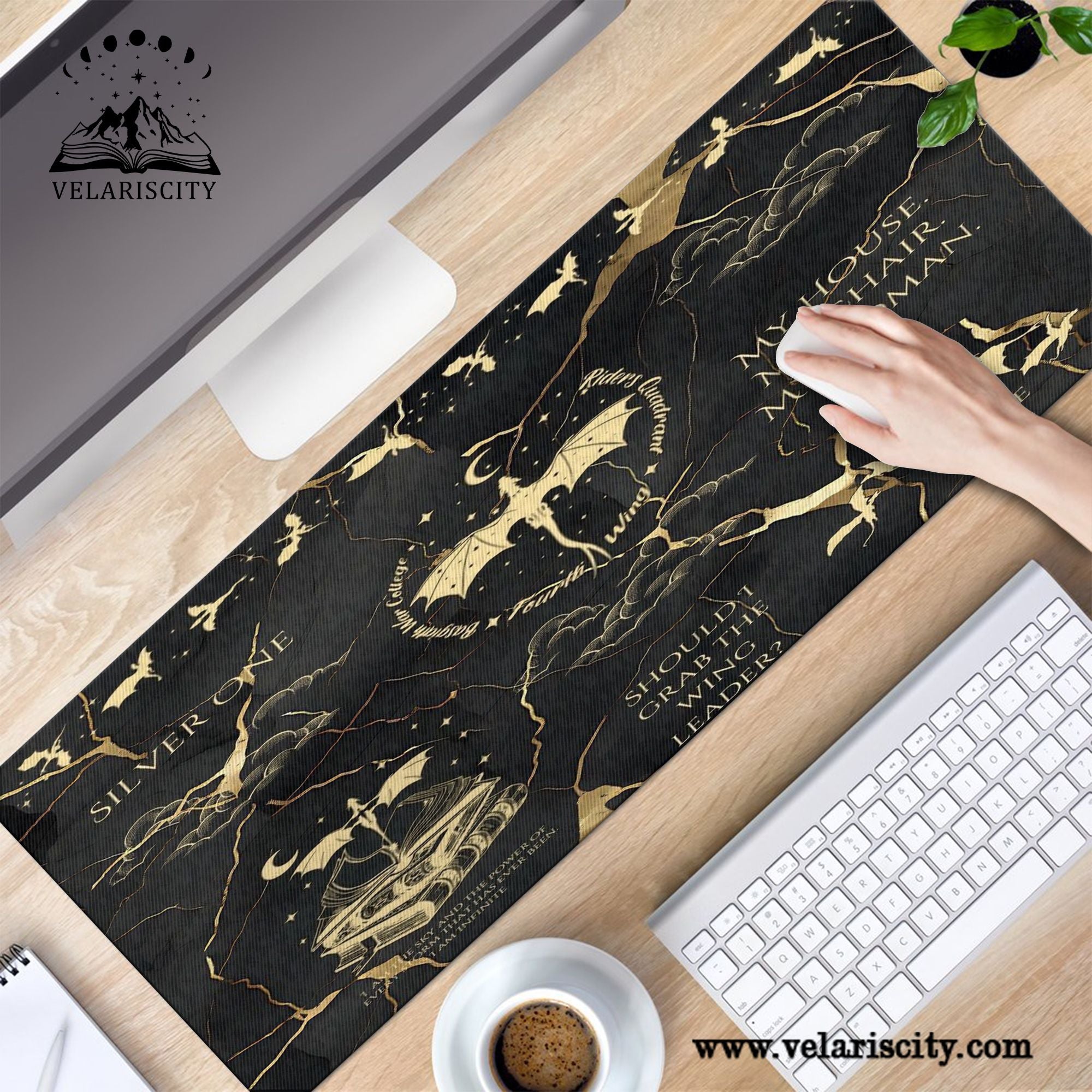 Fourth Wing Quote Desk Mat, Tairn, Xaden, Violet, Andarna Dragon Quotes, Empyrean Series Fantasy Gaming Desk Pad DMVLR05