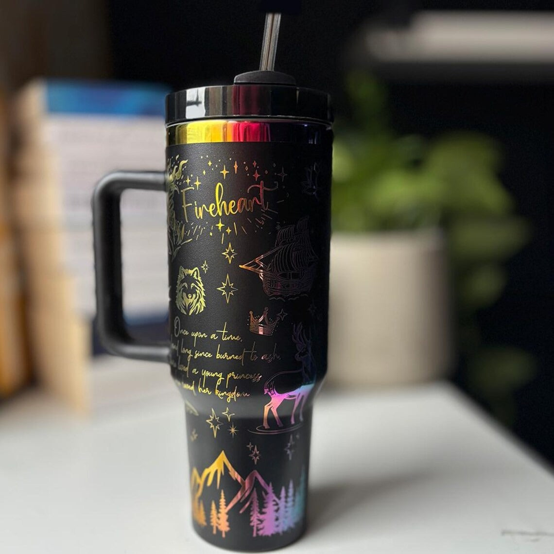 Fireheart Tumbler 30oz/40oz, Throne Of Glass Fireheart Tumbler, Bookish Gift. VLR08