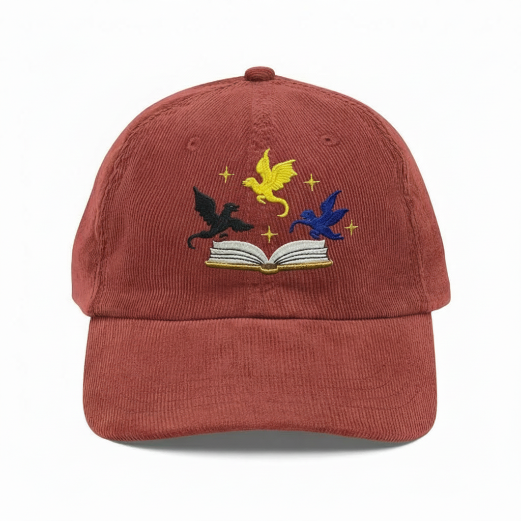 Dragon Book Corduroy Dad Hat, Fourth Wing Inspired Embroidered Cap, Fantasy Reader Bookish Gift VLRH30