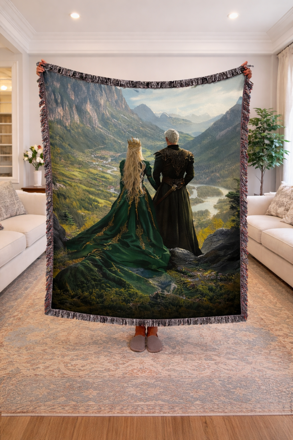 Throne of Glass Inspired Woven Blanket, Aelin and Rowan Fantasy Throw, Bookish Couple Blanket, Gift for Fantasy Readers BKVLR11