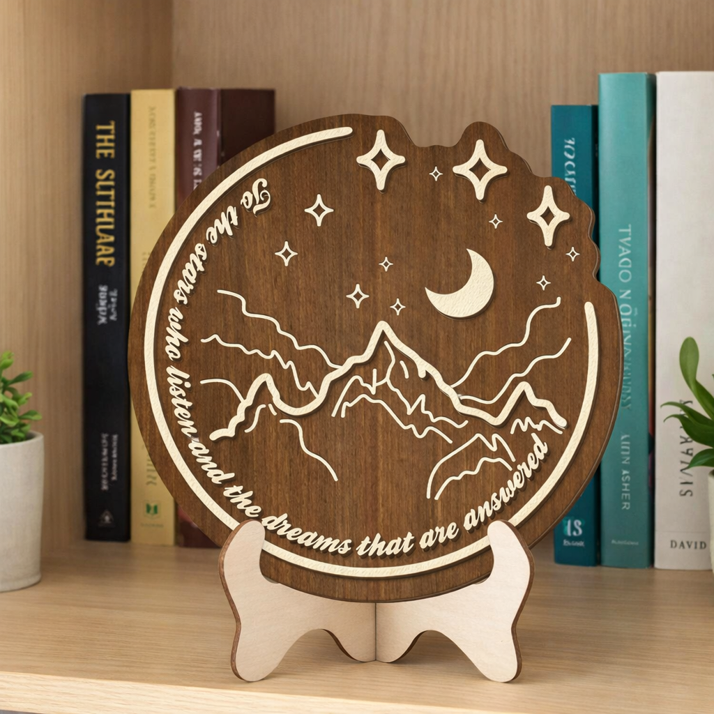 To The Stars Who Listen Book Sign, ACOTAR Bookshelf Decor, BookTok Bookish Sign, Book Lovers Gift, Fantasy Book Nook Decor