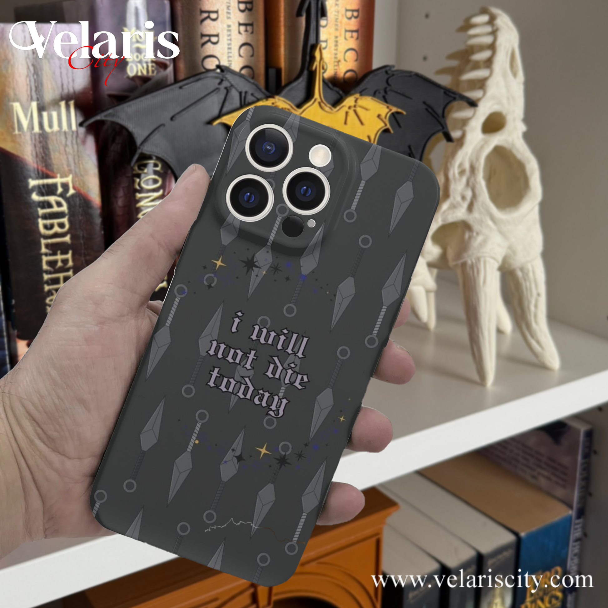 I Will Not Die Today Phone Case - Fourth Wing Inspired Fantasy Quote iPhone Cover, Fourth Wing Book Lover Design PCVLR16
