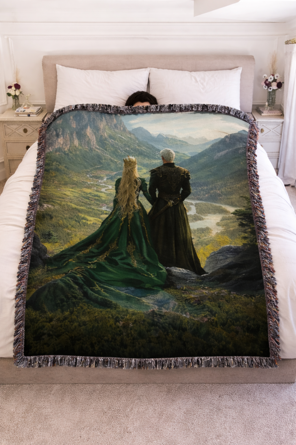 Throne of Glass Inspired Woven Blanket, Aelin and Rowan Fantasy Throw, Bookish Couple Blanket, Gift for Fantasy Readers BKVLR11
