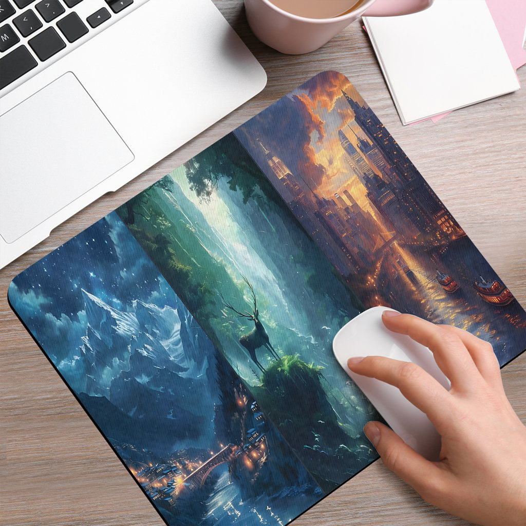 Throne of Glass Terrasen Desk Mat, White Stag Fantasy Landscape Desk Pad, Sarah J. Maas Bookish Mouse Pad DMVLR17