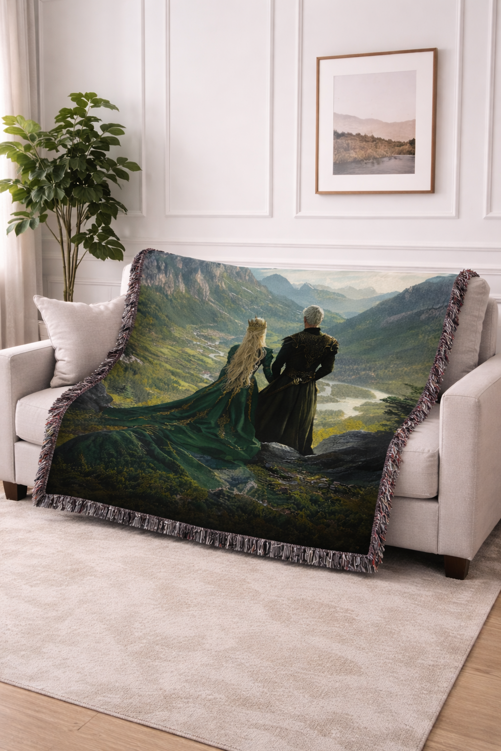 Throne of Glass Inspired Woven Blanket, Aelin and Rowan Fantasy Throw, Bookish Couple Blanket, Gift for Fantasy Readers BKVLR11