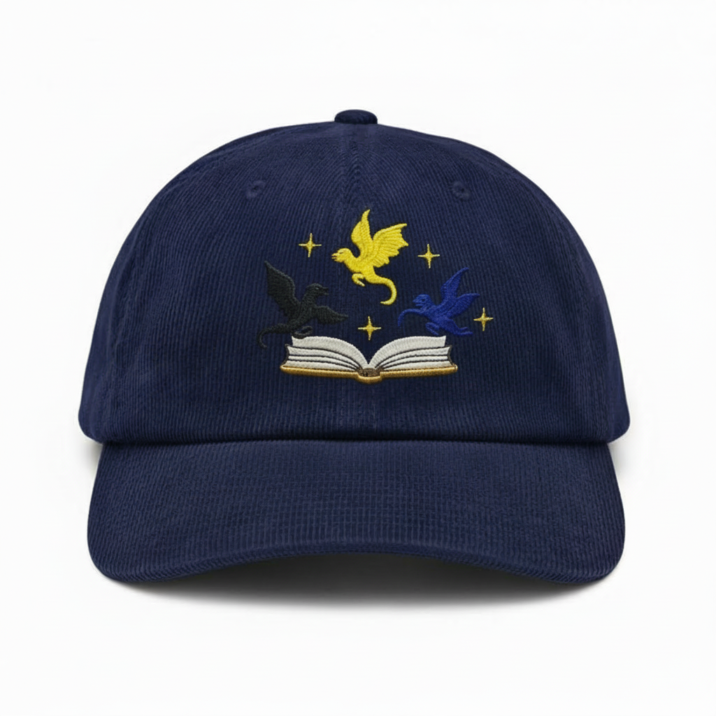 Dragon Book Corduroy Dad Hat, Fourth Wing Inspired Embroidered Cap, Fantasy Reader Bookish Gift VLRH30