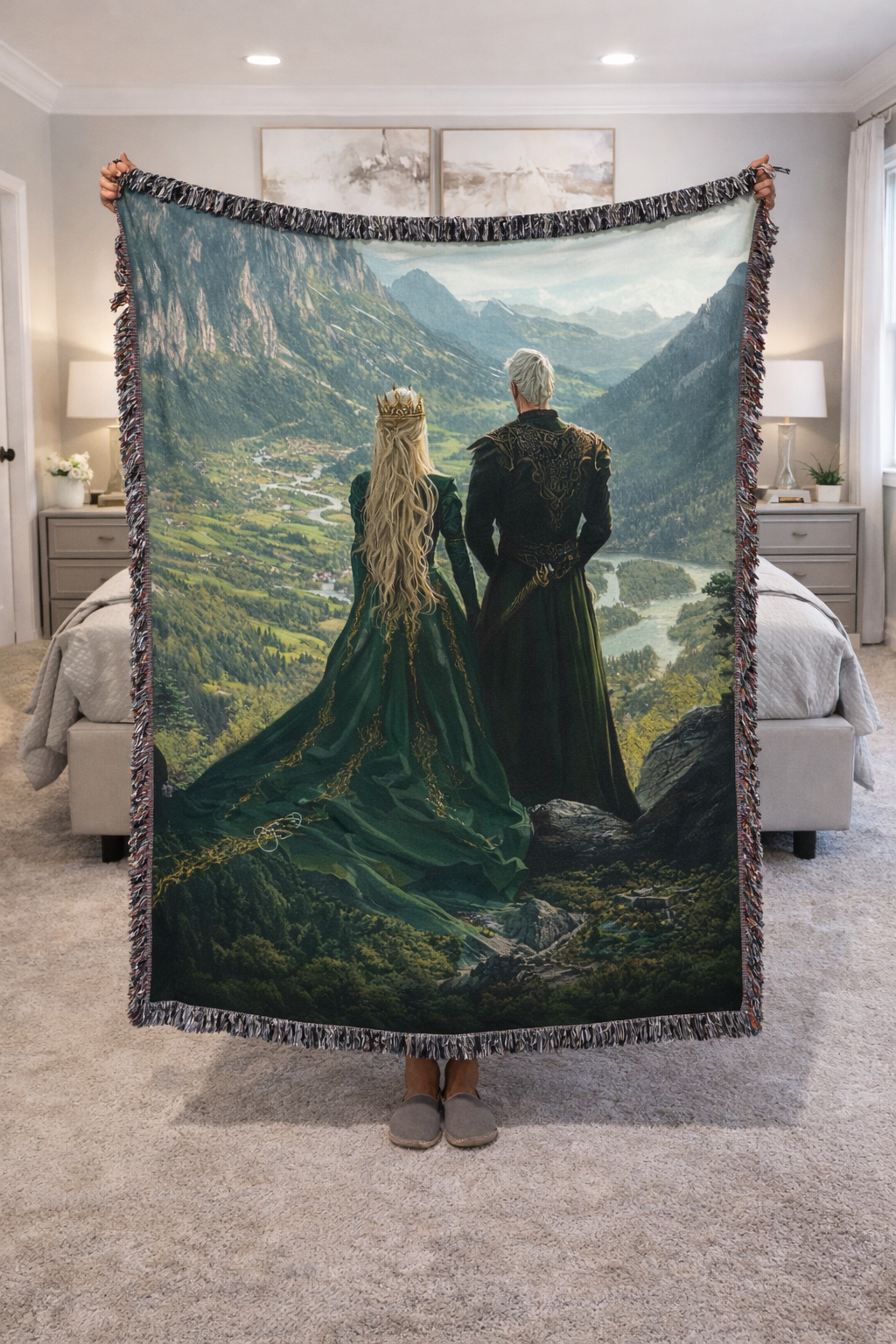 Throne of Glass Inspired Woven Blanket, Aelin and Rowan Fantasy Throw, Bookish Couple Blanket, Gift for Fantasy Readers BKVLR11