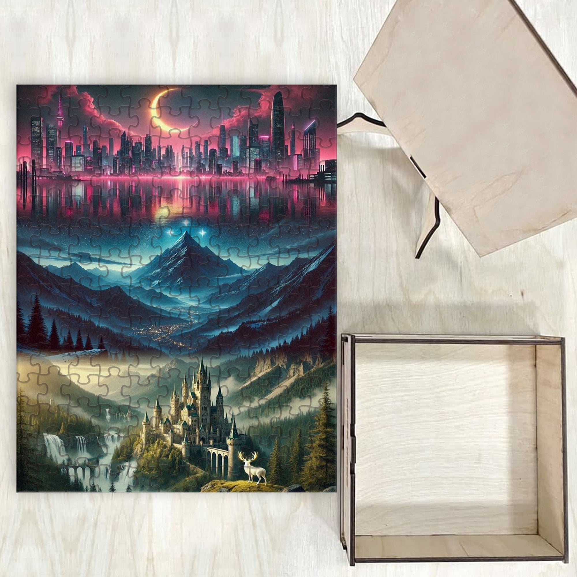 Fantasy Puzzle Sarah J Maas Worlds, Lunathion, Velaris & Terrasen, Wooden Jigsaw Bookish Gift PVLR17