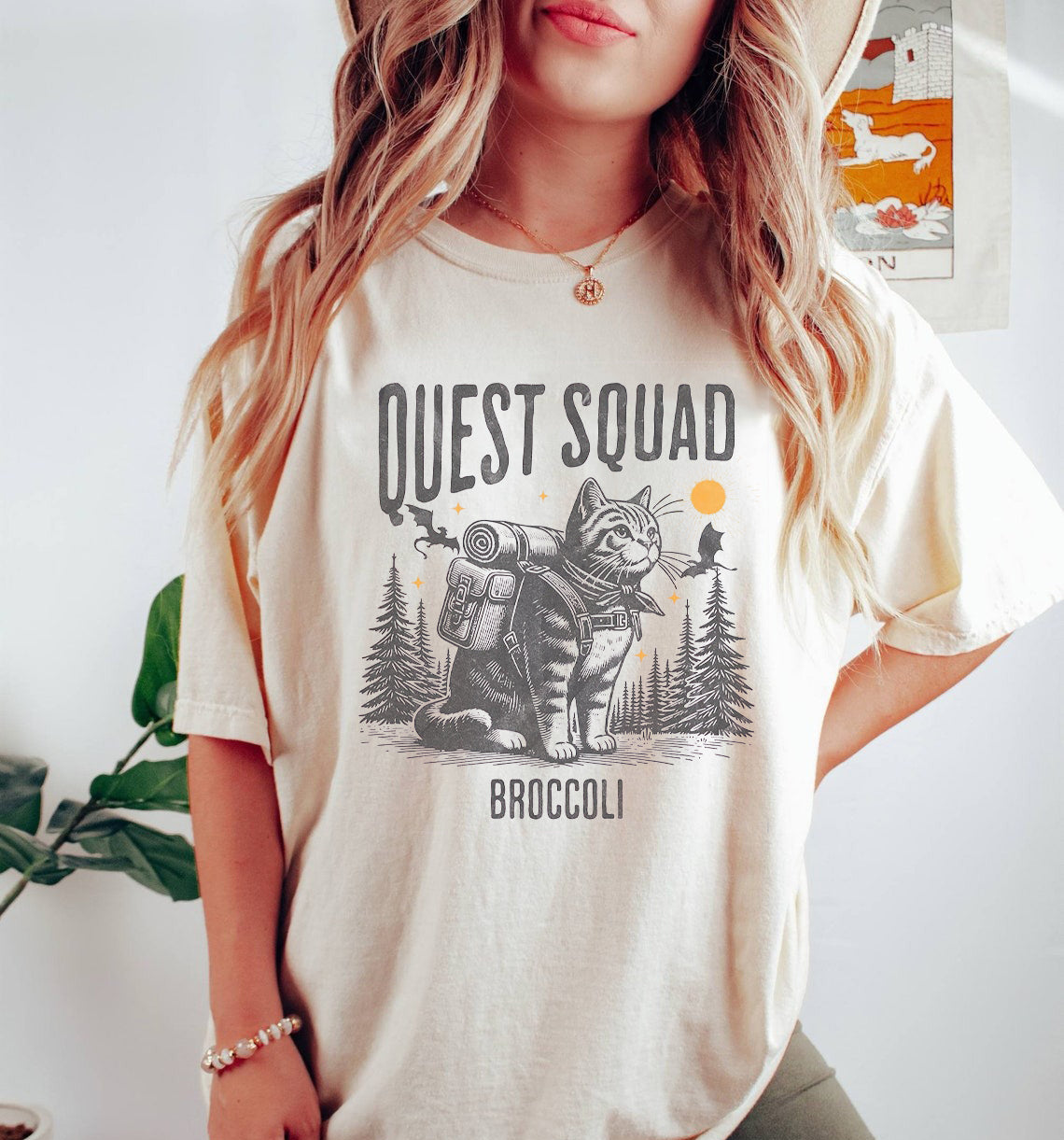 Quest Squad Comfort Colors Shirt, Onyx Storm Shirt, Broccoli Cat Shirt. CFVLR14