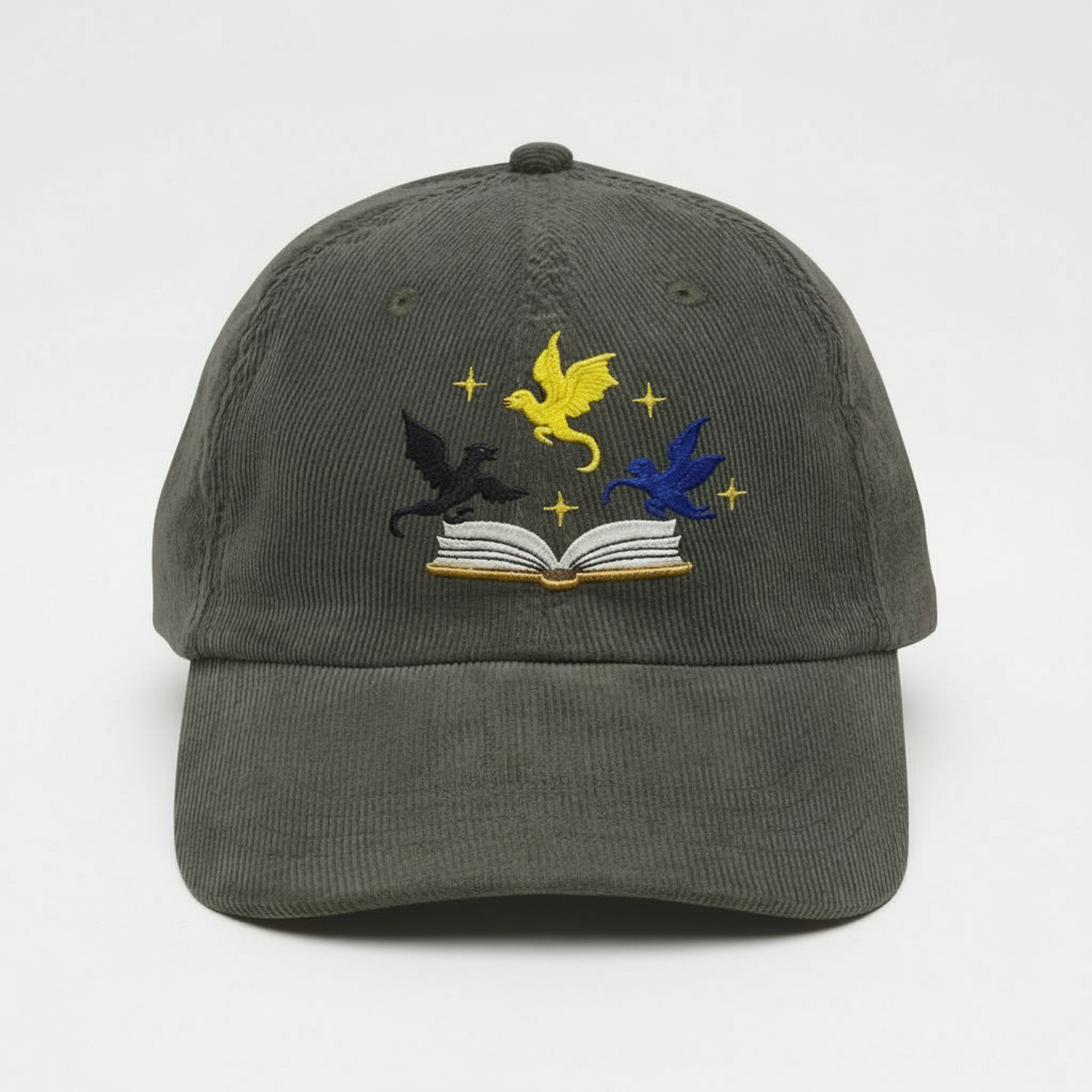 Dragon Book Corduroy Dad Hat, Fourth Wing Inspired Embroidered Cap, Fantasy Reader Bookish Gift VLRH30