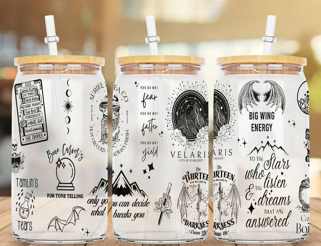 A Court Of Thorns And Roses Court Glass Can Wrap, Coffee Glass Wrap Svg , Fourth Wing Glass Can GLVLR19