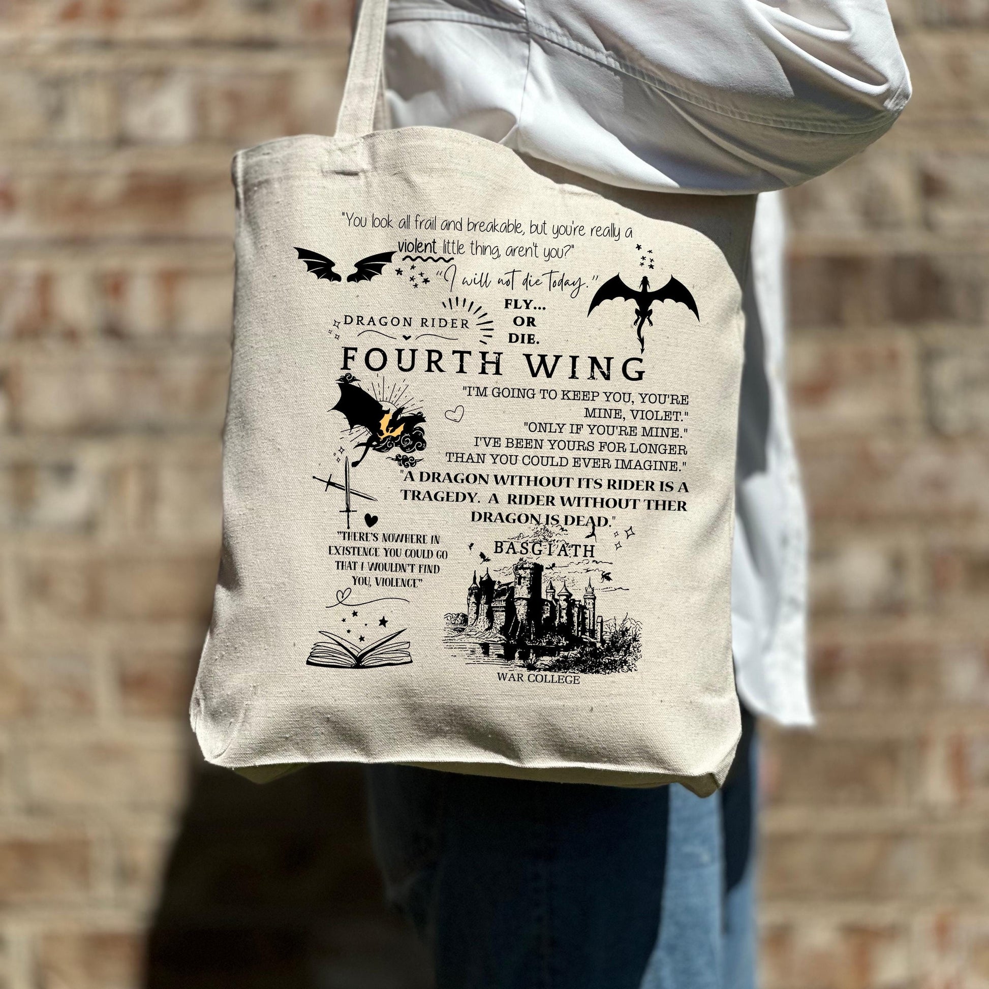 Basgiath War College Canvas Tote Bag, Fourth Wing Bag, Dragon Rider, Bookish Tote Bag, Riders Quadrant, Fantasy reader Gift Canvas Tote Bag TBVLR15