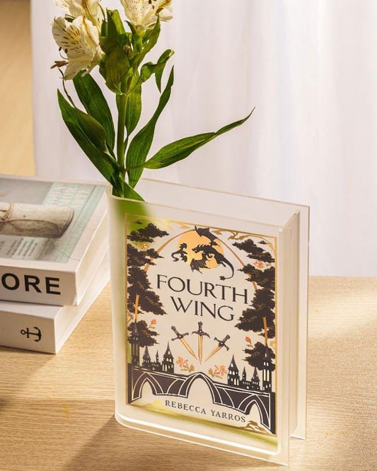 Fourth Wing Book Vase, Fantasy Book Shaped Vase, Rebecca Yarros Decor, Dragon Rider Vase, Acrylic Flower Vase, Romantasy Shelf Decor VLRBV16