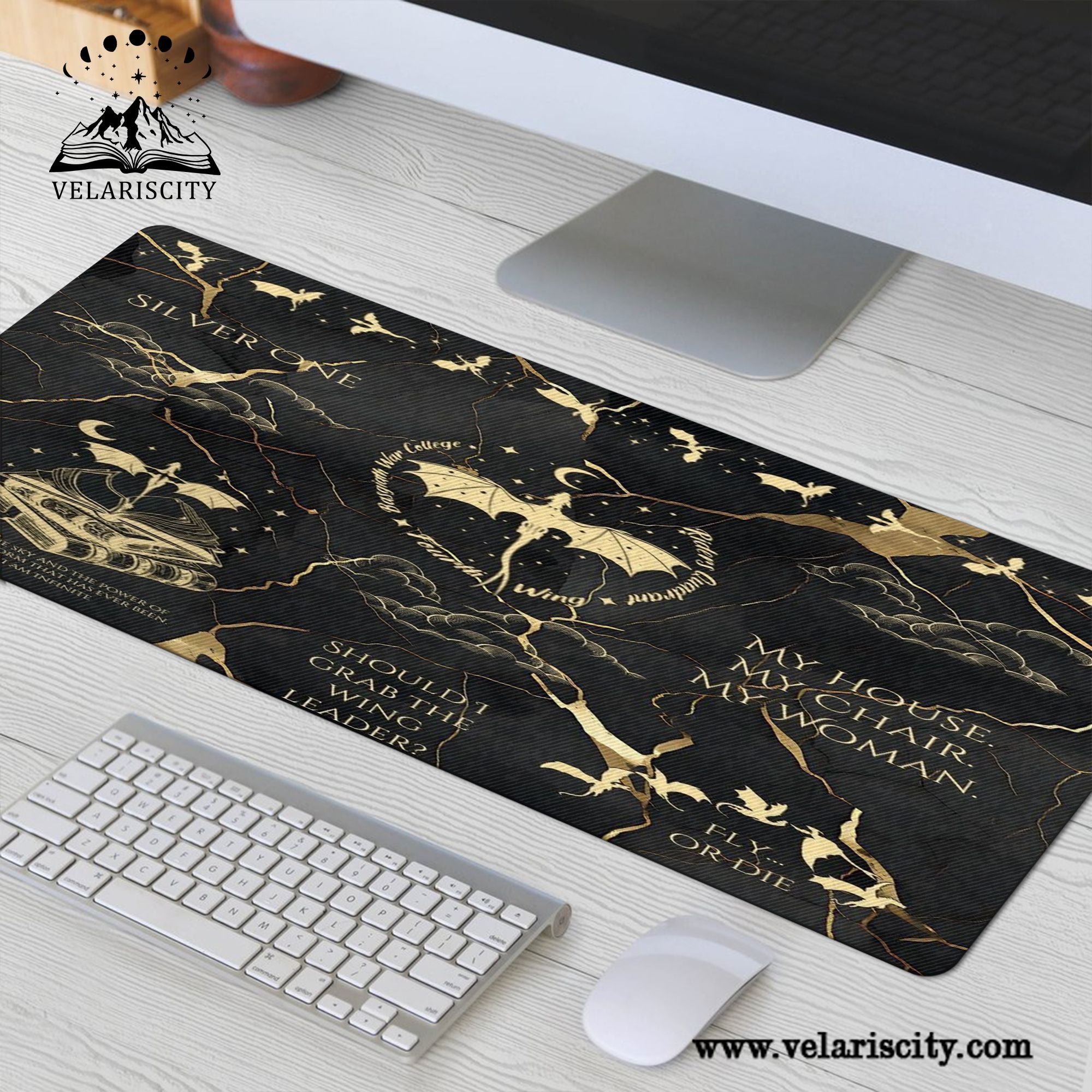 Fourth Wing Quote Desk Mat, Tairn, Xaden, Violet, Andarna Dragon Quotes, Empyrean Series Fantasy Gaming Desk Pad DMVLR05