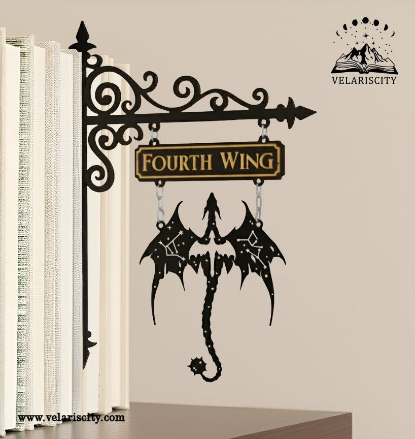 Fourth Wing Book Tavern Sign, Constellation Dragon Wooden Book Tracker, Fantasy Wall Decor, Basgiath Gift for Book Lovers BSVLR37