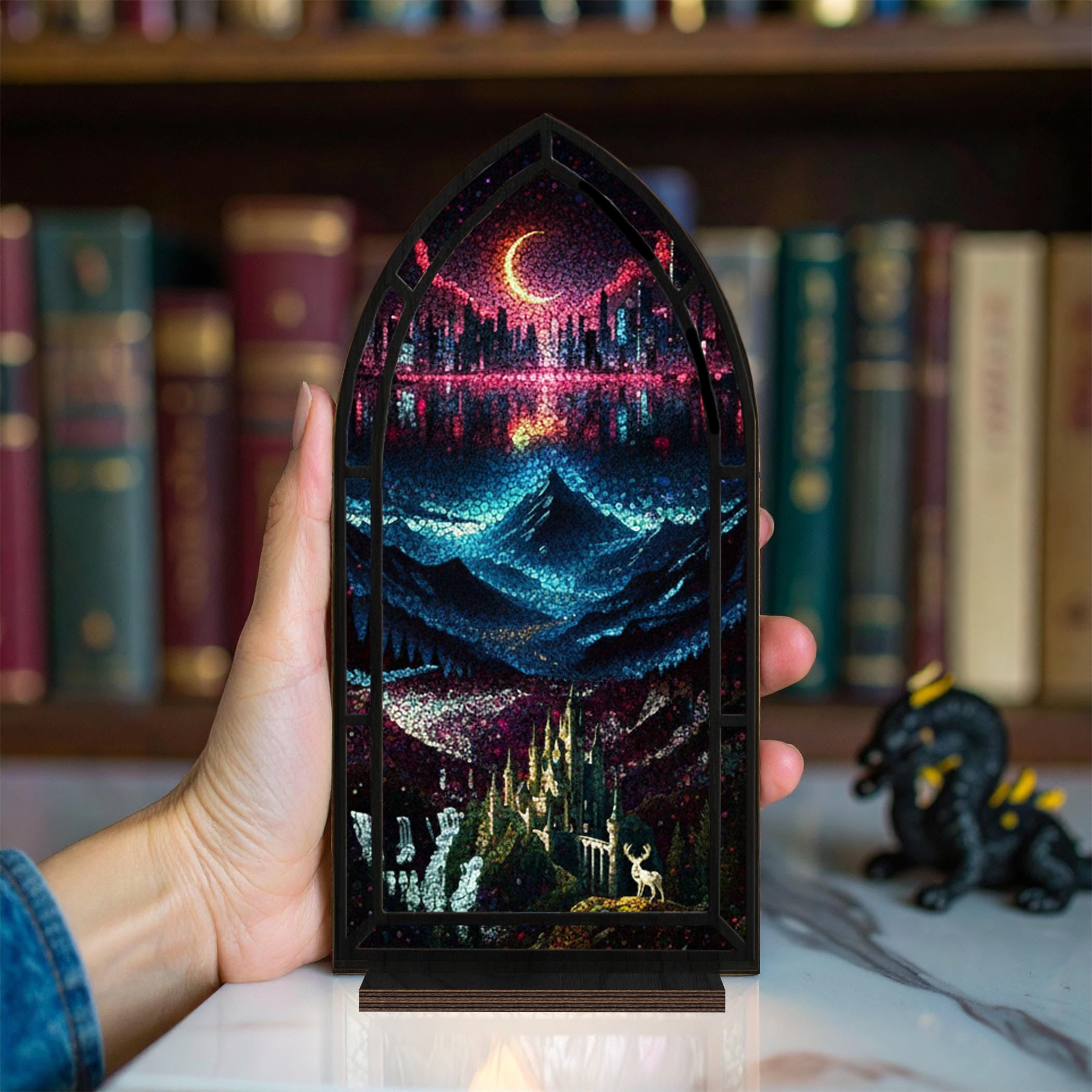 Lunathion Velaris Crescent City Book Nook, Fantasy Bookshelf Insert, ACOTAR Decor, Bookish Gift, Fantasy Collectible BNVLR17