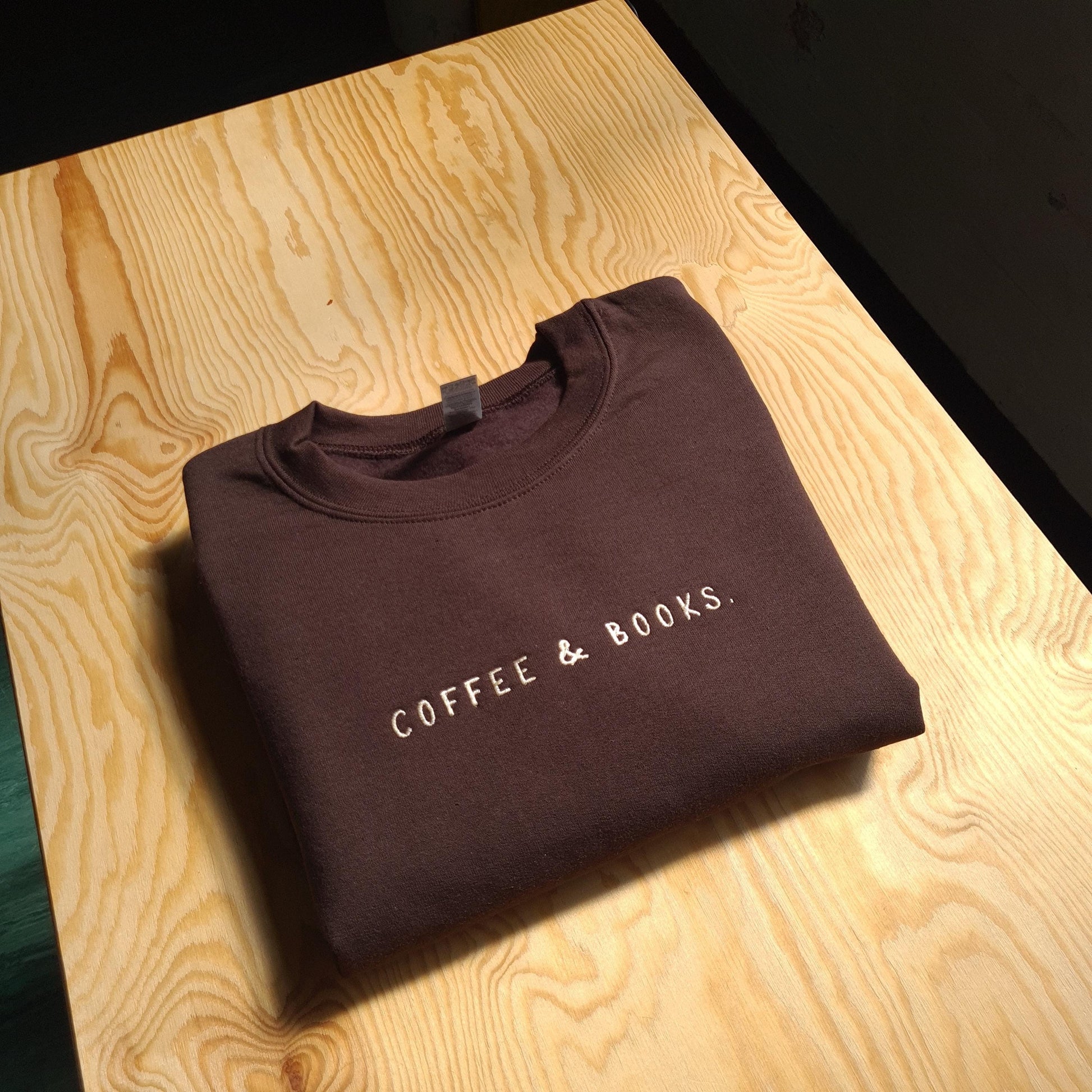 Coffee & Books Embroidered Sweatshirt, Book Club Cozy Pullover, Minimalist Reading Sweater, Bookish Gift for Readers, Library Crewneck