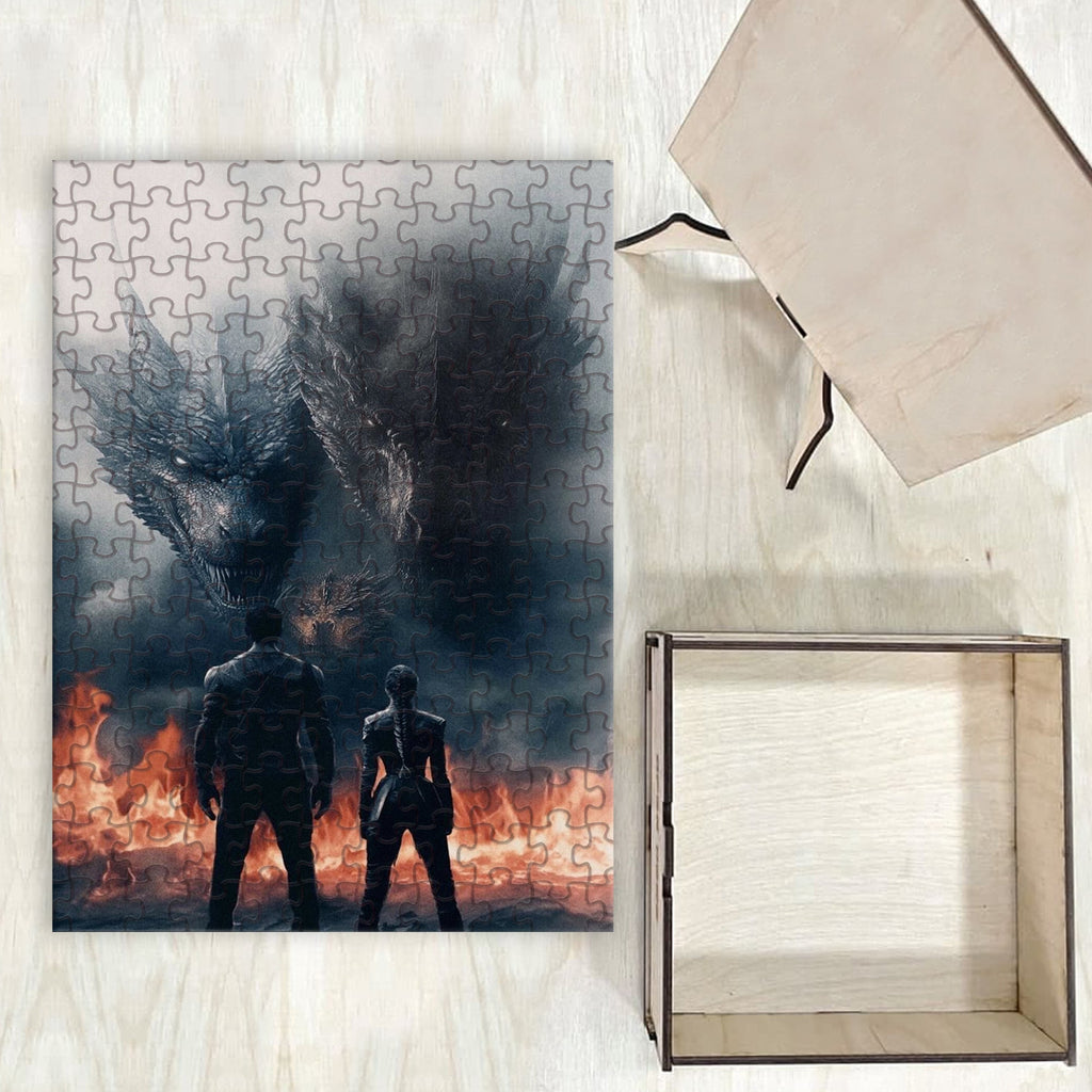 Fantasy Puzzle Fourth Wing Violet and Xaden, Wooden Jigsaw Bookish Gift for Rebecca Yarros Fans PVLR18