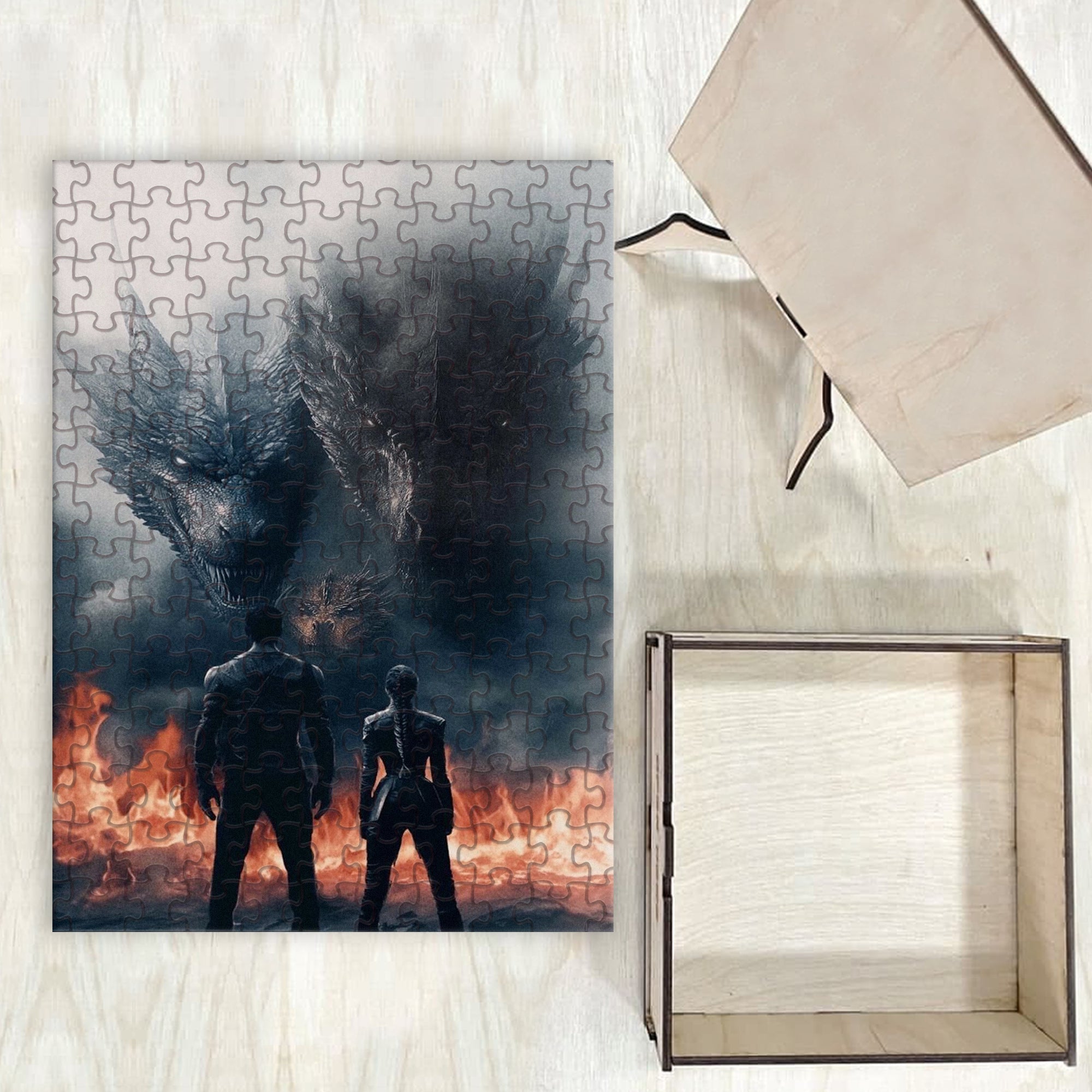 Fantasy Puzzle Fourth Wing Violet and Xaden, Wooden Jigsaw Bookish Gift for Rebecca Yarros Fans PVLR18