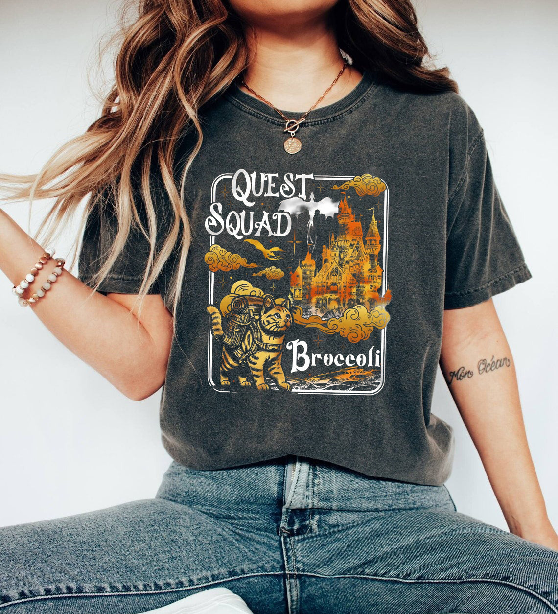 Quest Squad Comfort Colors Shirt, Onyx Storm Shirt, Broccoli Cat Shirt. CFVLR15