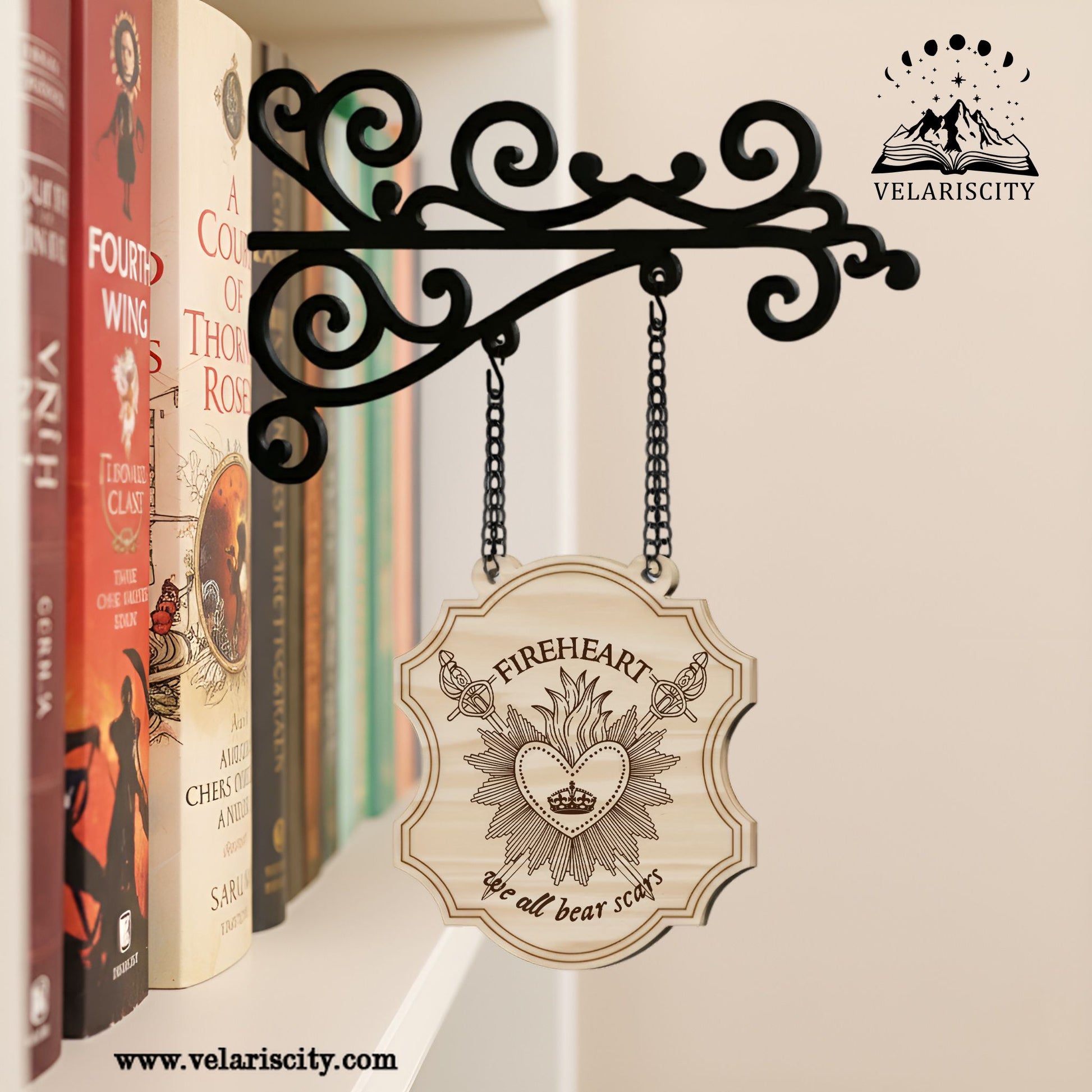 Fireheart Book Tavern Signs, We All Bear Scars Wooden Sign, Throne of Glass Fantasy Decor, Fantasy Decor for Book Lovers, Home Library Decor, Book Gift BSVLR18